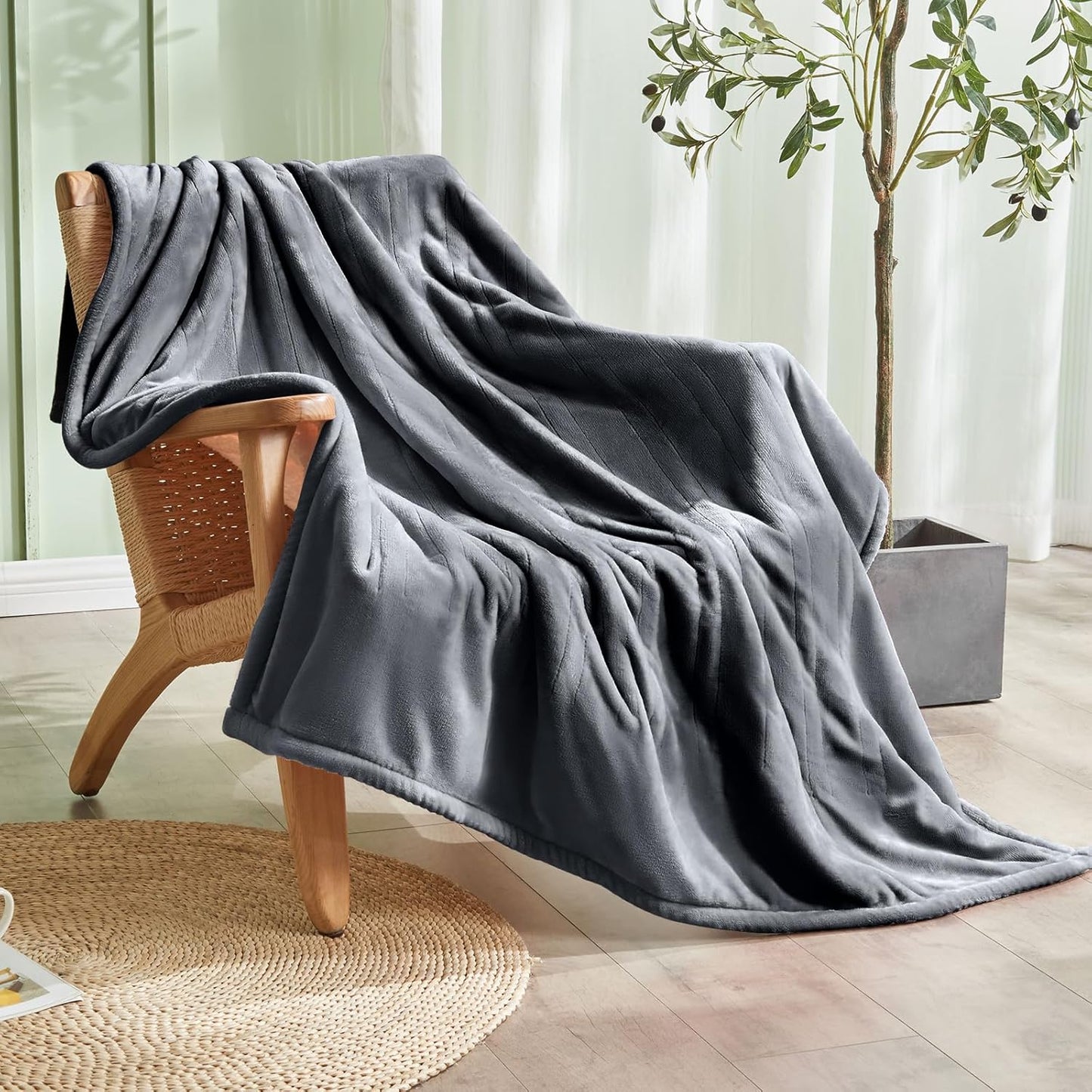Chateau Marchetti® Luxe Heated Throw – 50x60 Ultra-Soft Sherpa & Flannel Electric Blanket (Gray)