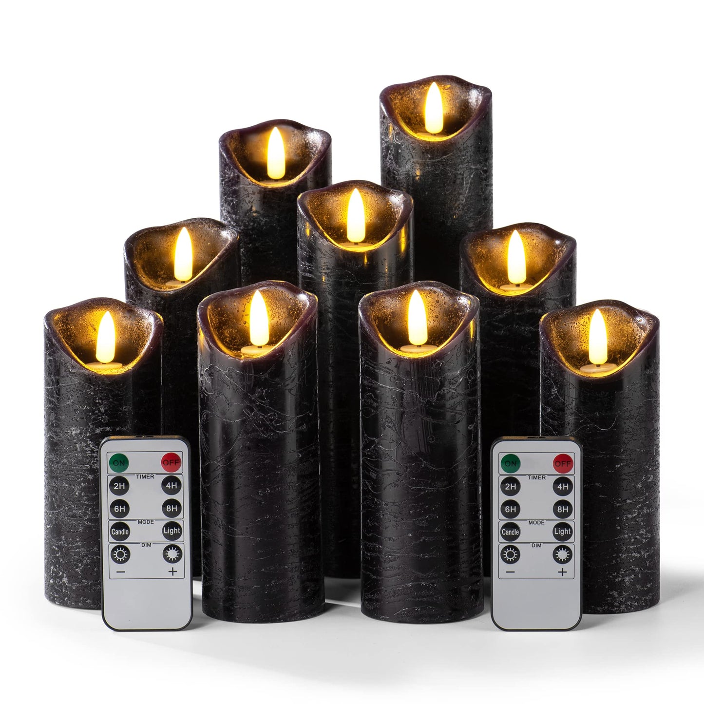 Lot de 12 bougies sans flamme Hausware à piles (D : 3 po x H : 4 po) Bougies piliers en cire véritable vacillantes Bougies LED sans flamme avec télécommande et minuterie (couleur ivoire)