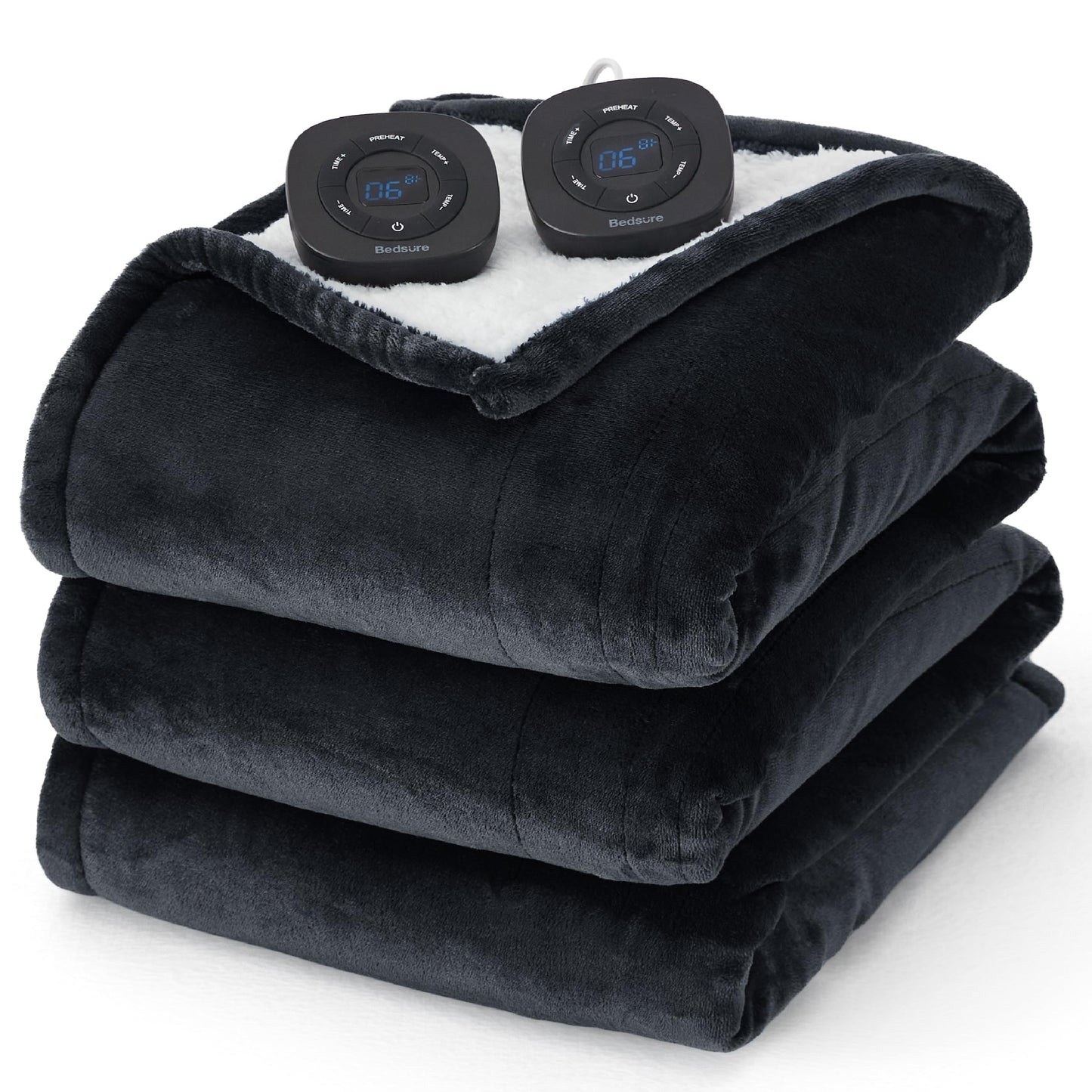 Electric Heated Blanket/Throw - Seamless Flannel Electric Blanket, Heating Blanket with 4 Time Settings & 6 Heat Settings, Warm Blanket Gift for Grandma (50x60 inches, Black)