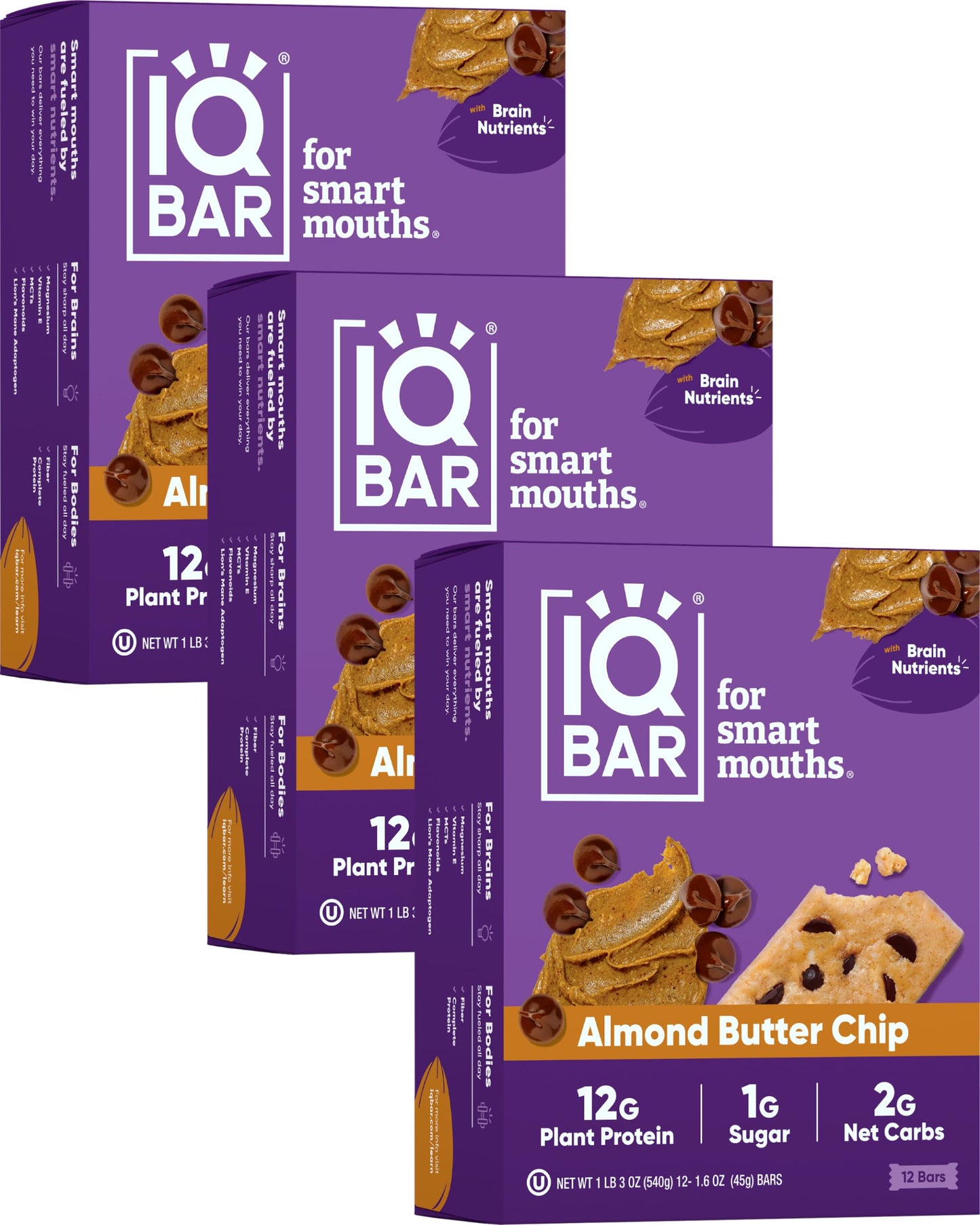 IQBAR Brain and Body Plant Protein Bars - 7 Bar Sampler Pack - Gluten Free, High Fiber, Vegan Snacks - Low Sugar Meal Replacement