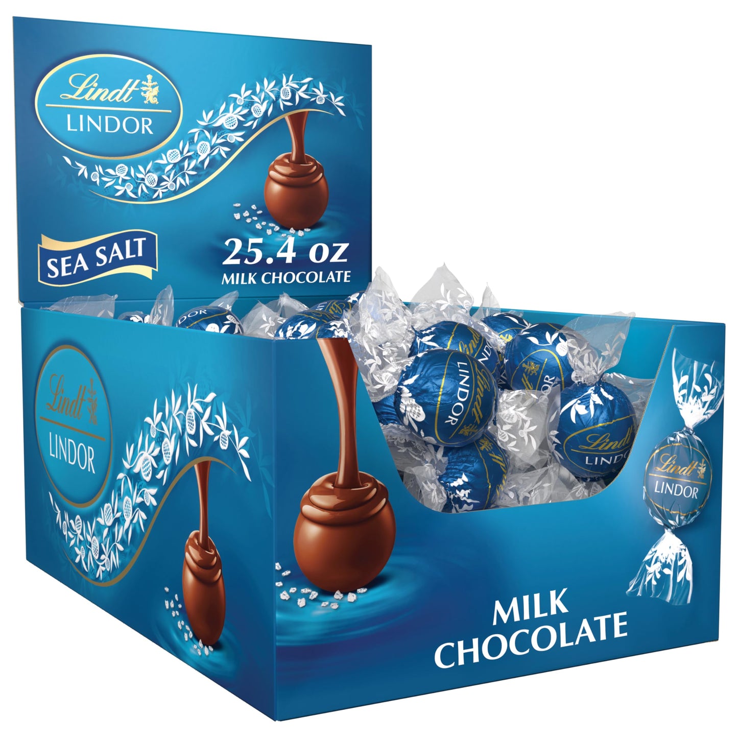 Lindt LINDOR Milk Chocolate Candy Truffles, Milk Chocolate with Smooth, Melting Truffle Center, 25.4 oz., 60 Count