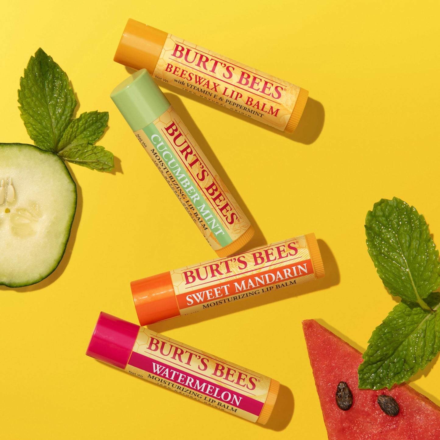 Lip Balm - Beeswax, Strawberry, Coconut and Pear, and Vanilla Bean, With Responsibly Sourced Beeswax, Tint-Free, Natural Origin Lip Treatment, 4 Tubes, 0.15 oz.