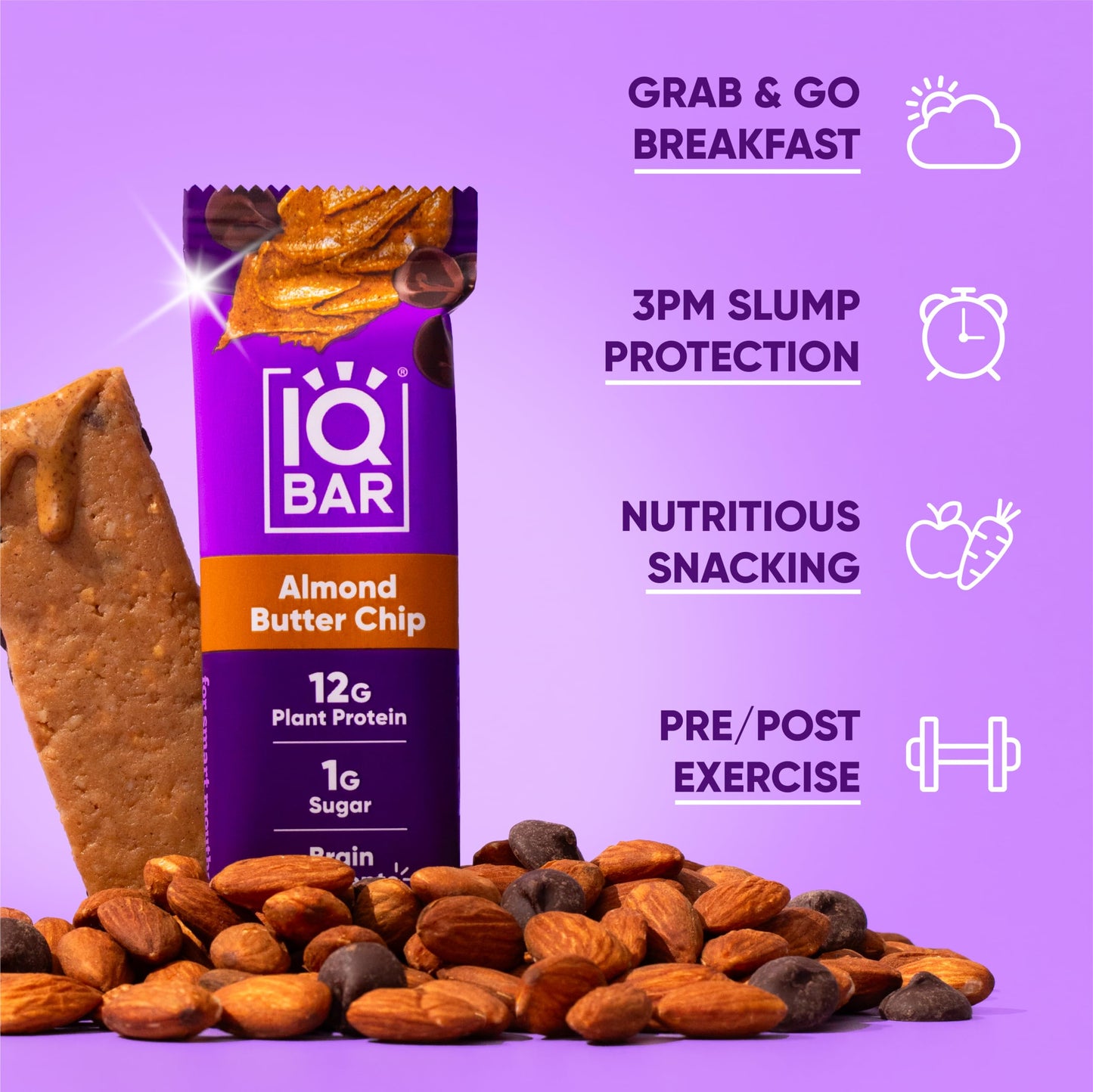 IQBAR Brain and Body Plant Protein Bars - 7 Bar Sampler Pack - Gluten Free, High Fiber, Vegan Snacks - Low Sugar Meal Replacement