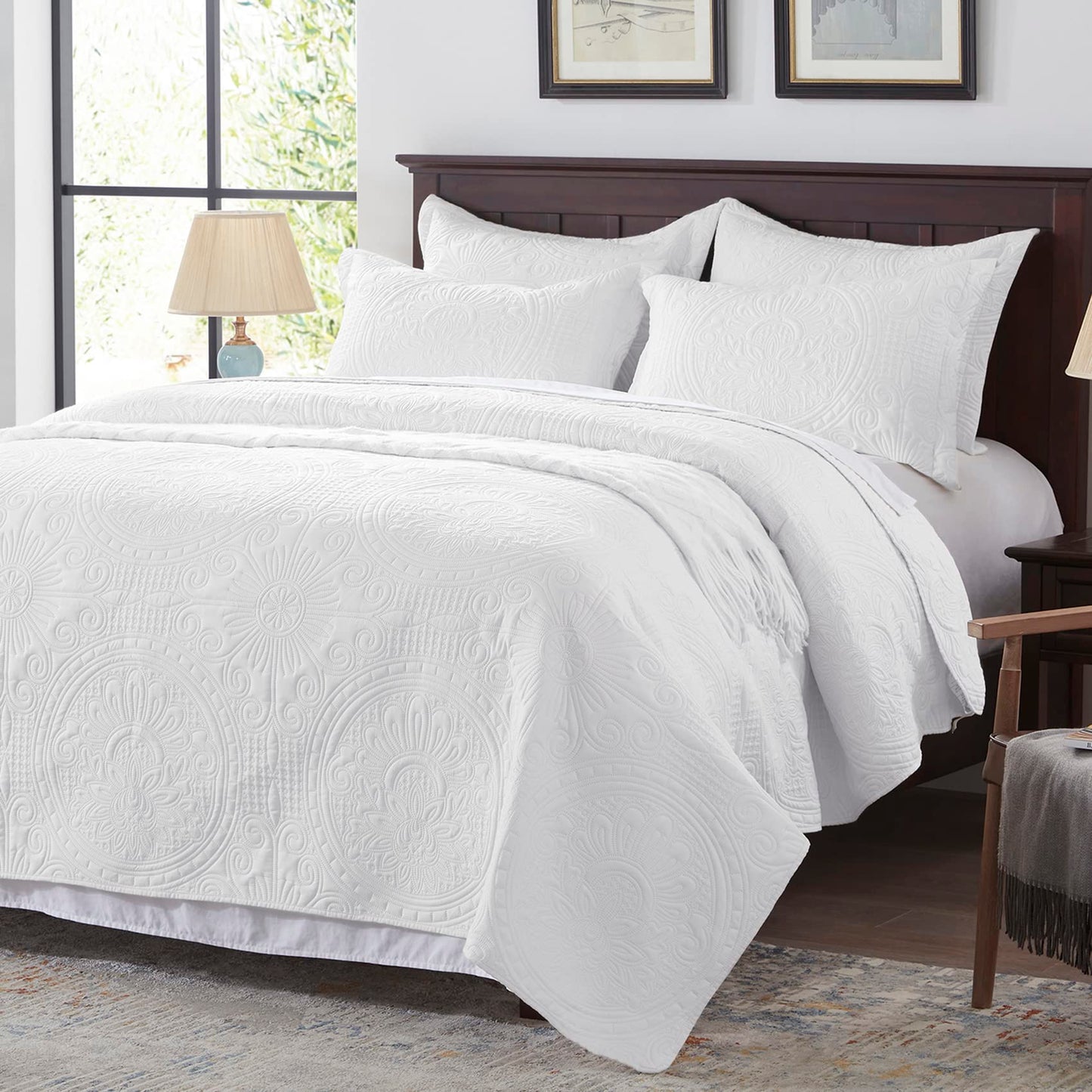 Anluoer Quilt Twin Size Bedding Set-Burnt Orange Embossed, Bedspreads-Lightweight Summer Soft Microfiber Bedspread, Bed Coverlet for All Seasons (1 Quilt, 1 Pillow Sham)