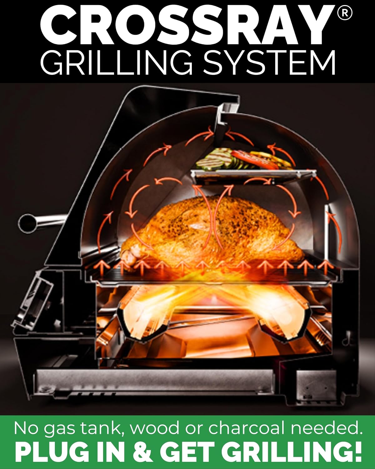 Turbo E Outdoor Electric Grill by PLUGNGRILL - High-Power 1700W Infrared Grill Technology - 24-Inch Smart BBQ Grill with Probe & Digital Display for Precise Cooking & Searing