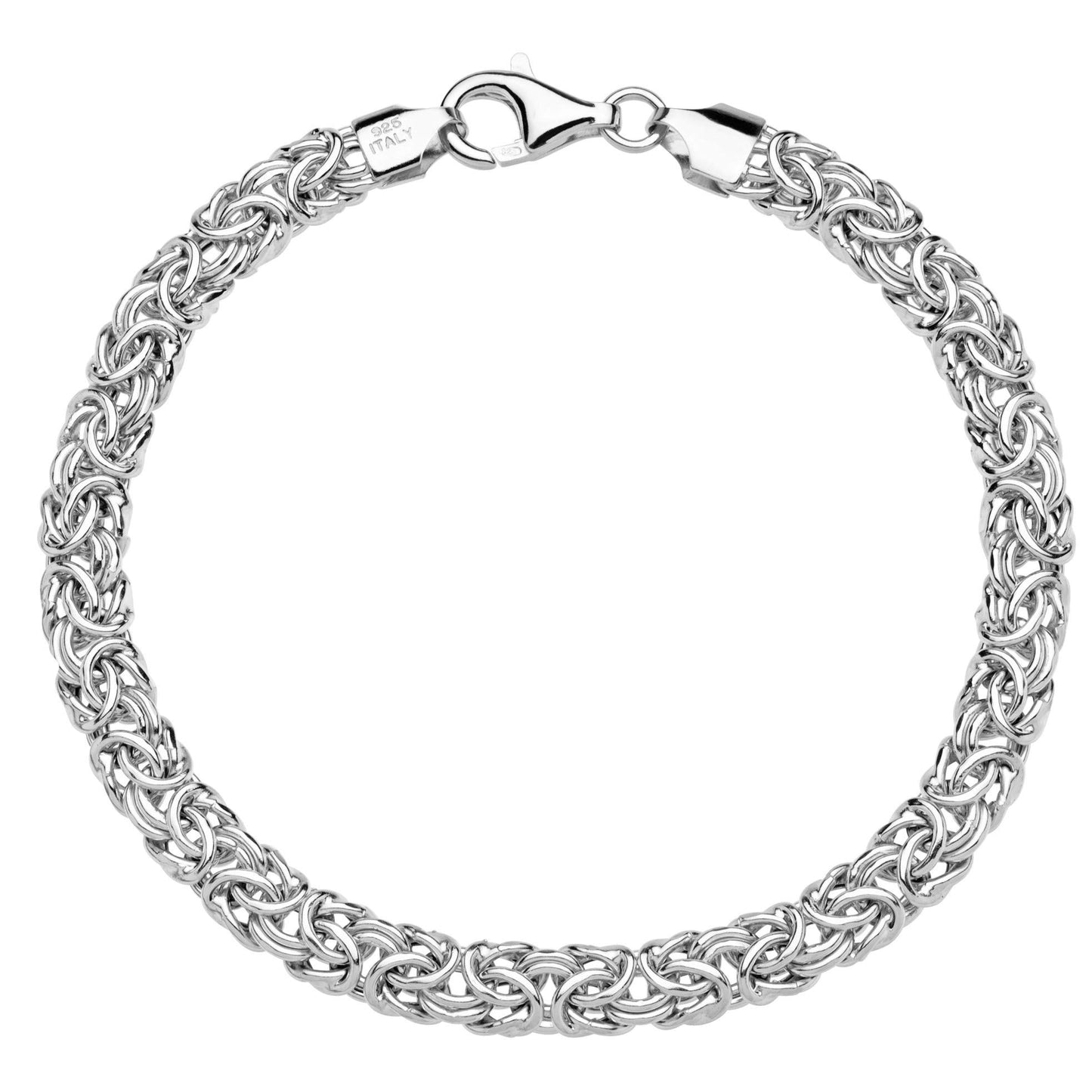 Miabella Italienisches 925er Sterlingsilber-Byzantinisches Armband für Damen, handgefertigt in Italien