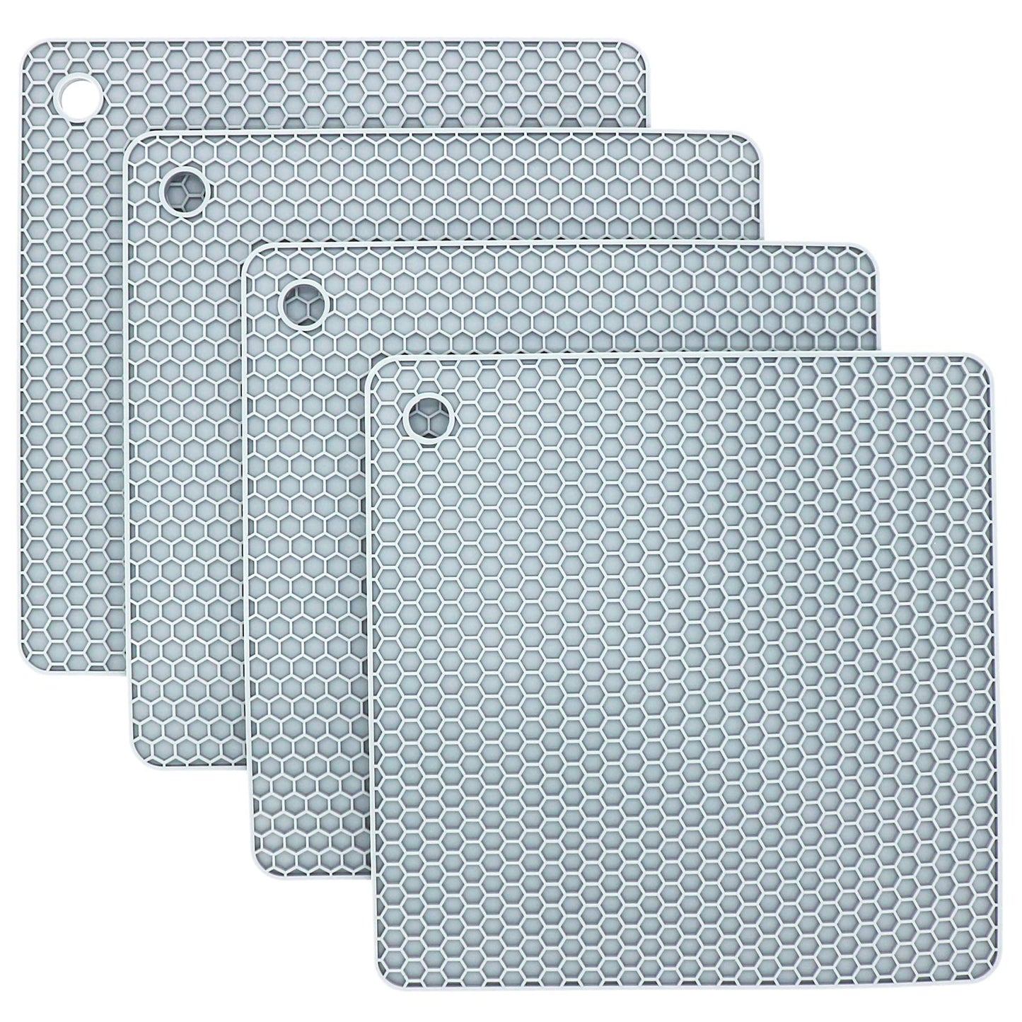 Smithcraft Silikon-Untersetzer für heiße Gerichte, Töpfe und Pfannen, heiße Pads für die Küche, dunkelgraue Silikon-Topflappen, Silikonmatten für die Küche, hitzebeständige Quarzthekenmatte, flexible Untersetzermatten-Set 4