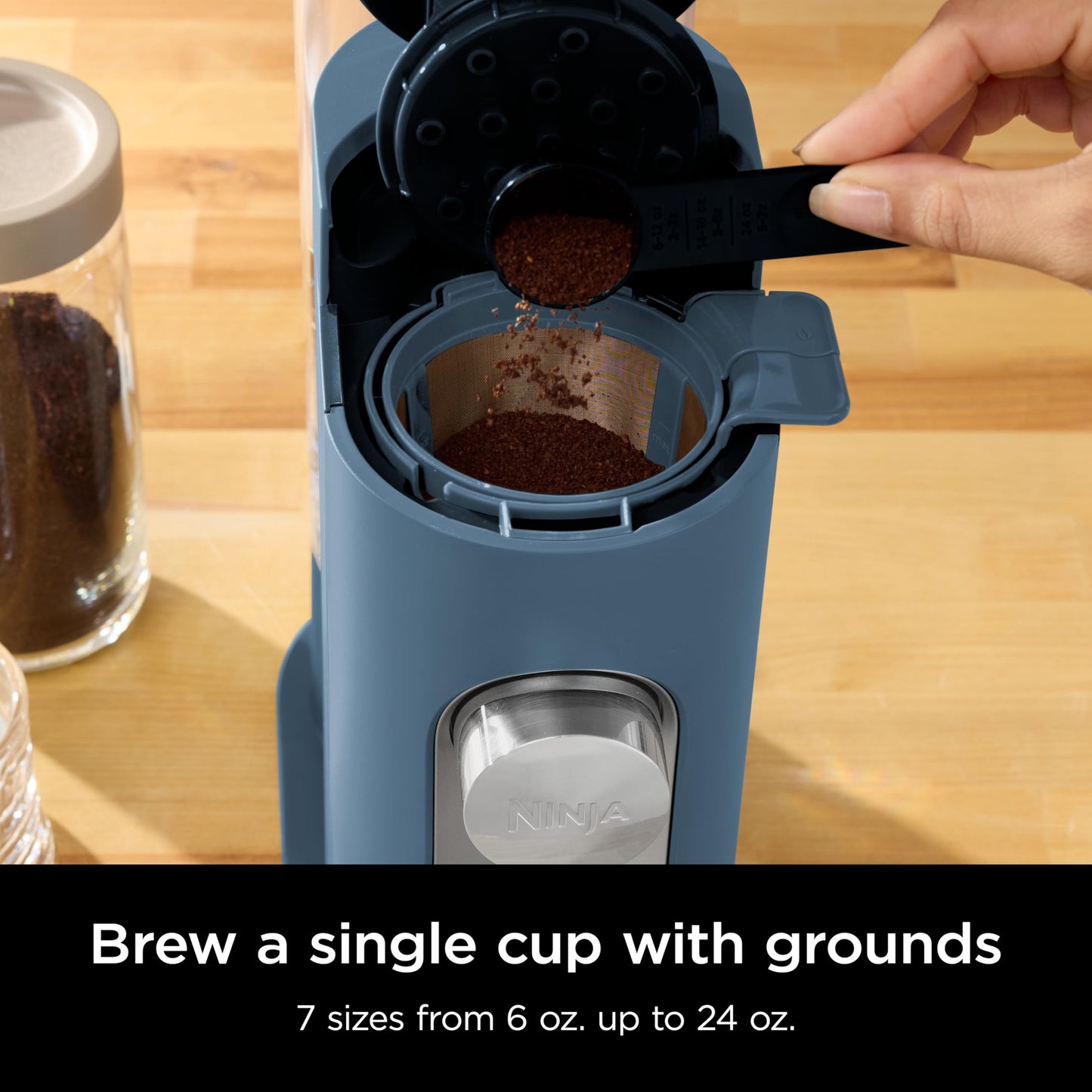 Ninja Pods & Grounds Single-Serve Coffee Maker, K-Cup Compatible, Brews Hot & Iced Coffee, Compact, 56-oz Reservoir, 6-oz Cup to 24-oz Travel Mug Sizes, PB041ST
