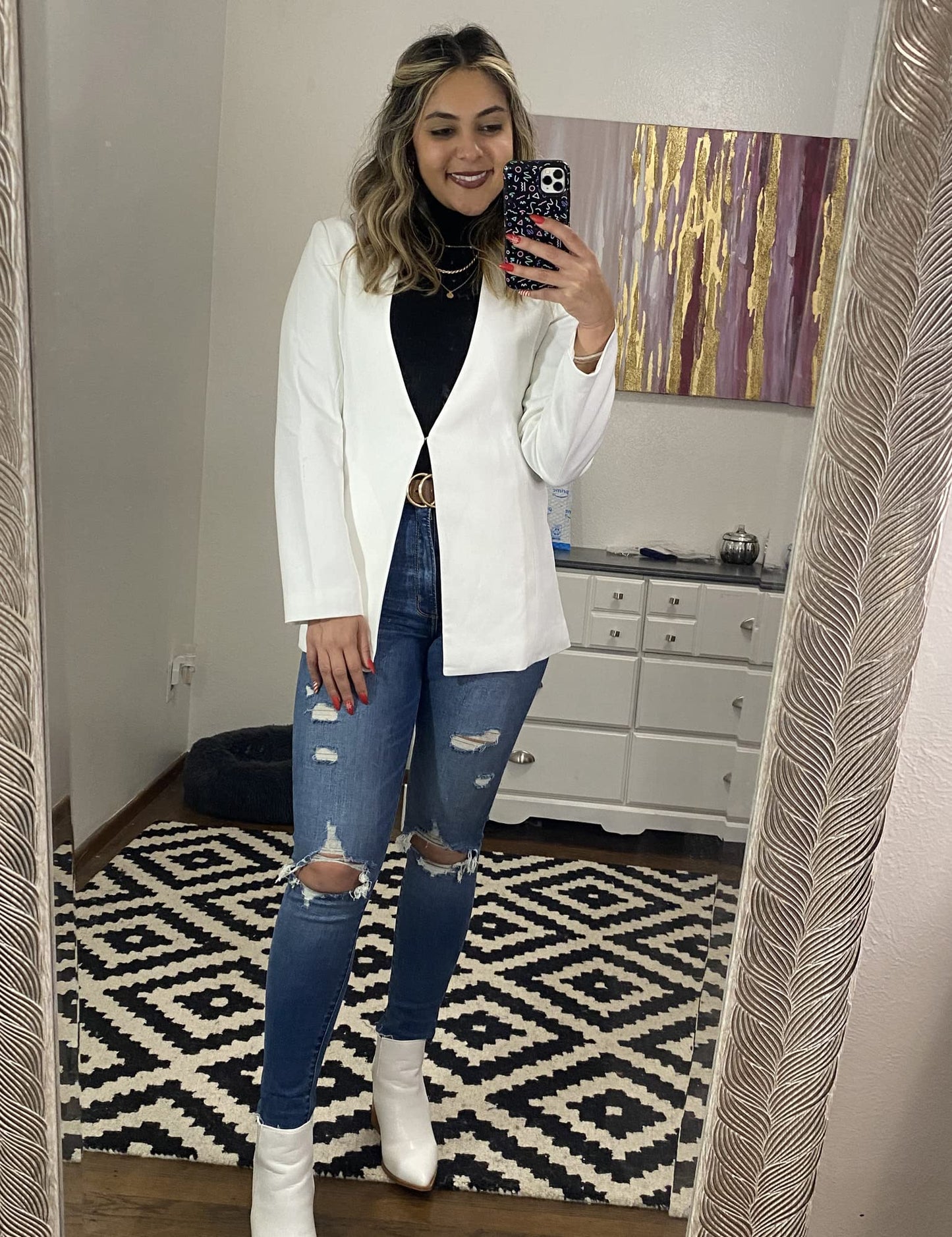 GRAPENT Damen Blazer mit offener Vorderseite, Business, Freizeit, Taschen, für die Arbeit im Büro