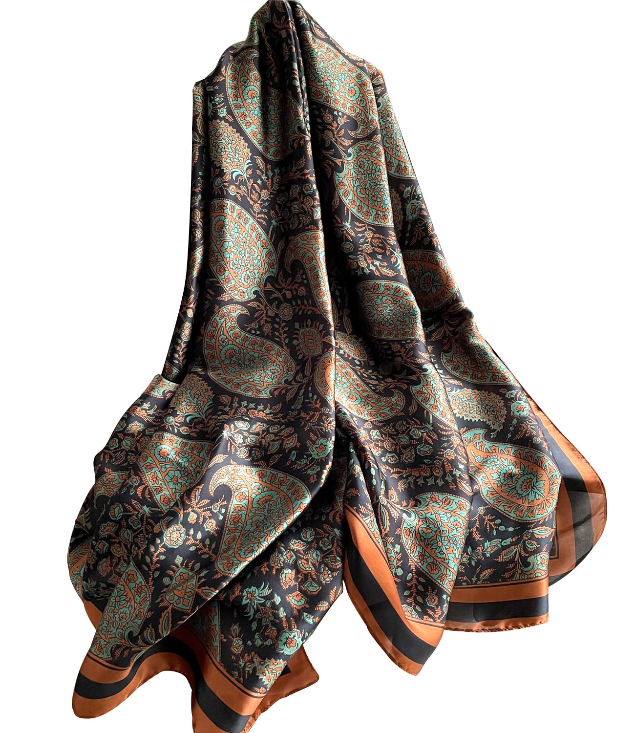 NUWEERIR Damen-Schal, 100 % großer Maulbeerseide, langer Satin-Schal, modischer Designer-Schal, leichte Wickel