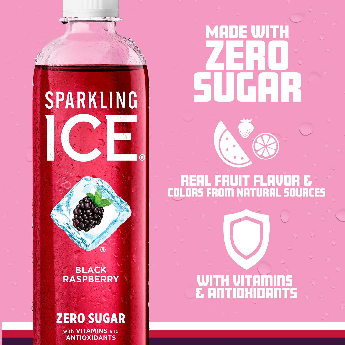 Sparkling Ice, Black Cherry Sparkling Water, Zero Sugar Flavored Water, with Vitamins and Antioxidants, Low Calorie Beverage, 17 fl oz Bottles (Pack of 12)
