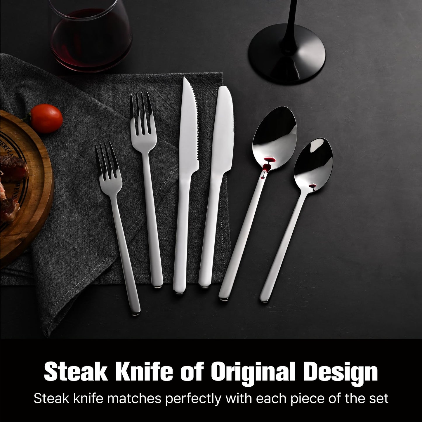 KINGSTONE Besteckset, 20-teiliges Besteckset für 4 Personen, Besteck aus Edelstahl 18/10, hochglanzpoliert, spülmaschinenfest, für Zuhause, Restaurant, Hochzeit, Party (Silber, 20-teilig für 4)
