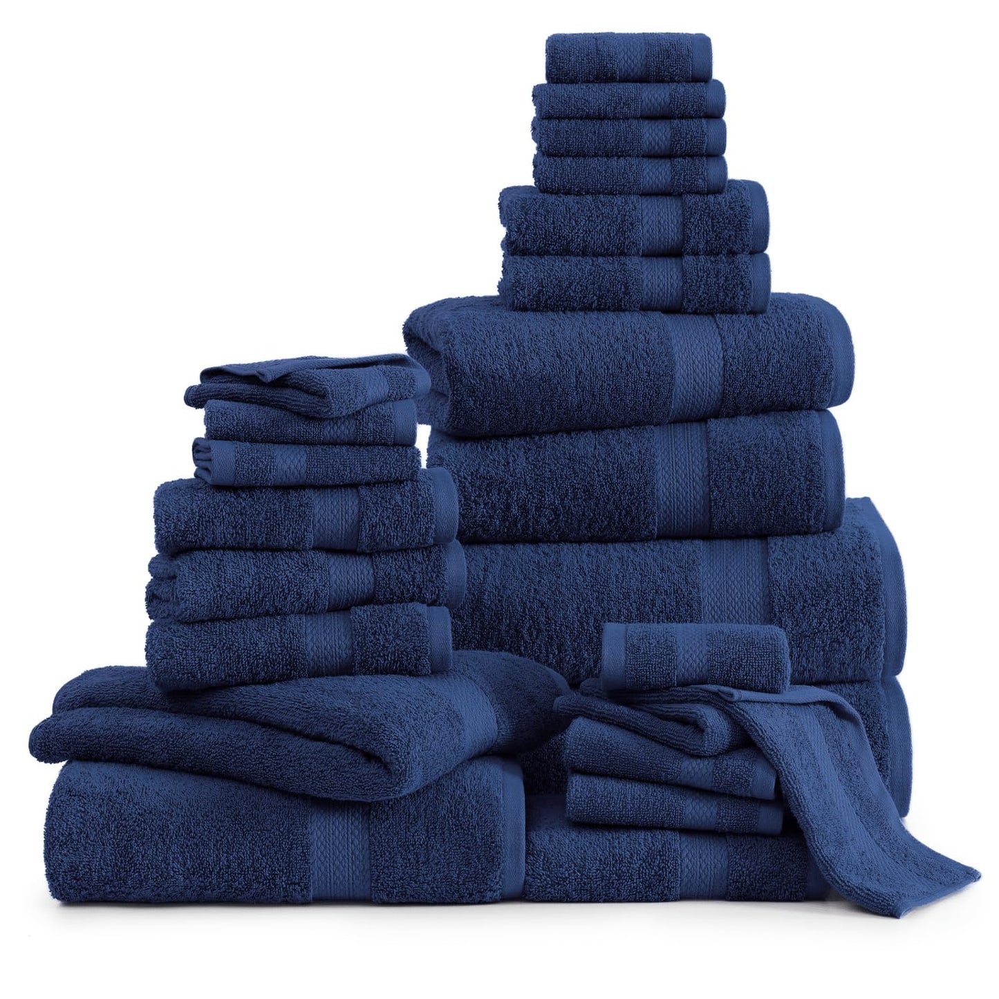 LANE LINEN 24-teiliges Badezimmerhandtuch-Set – 100 % Baumwolle, Badetuch-Sets, 4 Badetücher extragroß, 2 Badelaken, 6 Handtücher fürs Badezimmer, 8 Waschlappen, 4 Fingerkuppen-Handtücher – weiße Handtücher