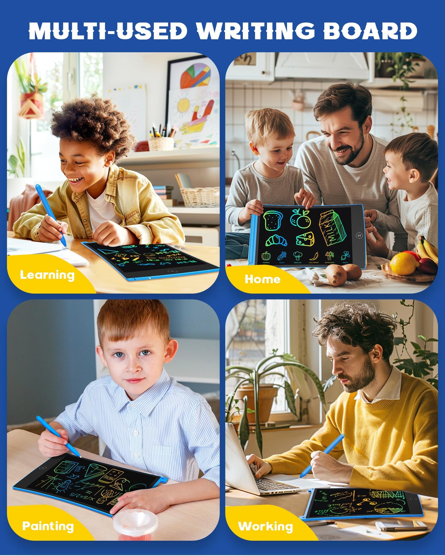 bravokids 2 Pack LCD Writing Tablet with Stylus, 8.5 inch Colorful Doodle Board Drawing Pad for Kids, Travel Games Activity Learning Toys, Birthday Gift for Age 3 4 5 6 7 8 Year Old Boys Girls