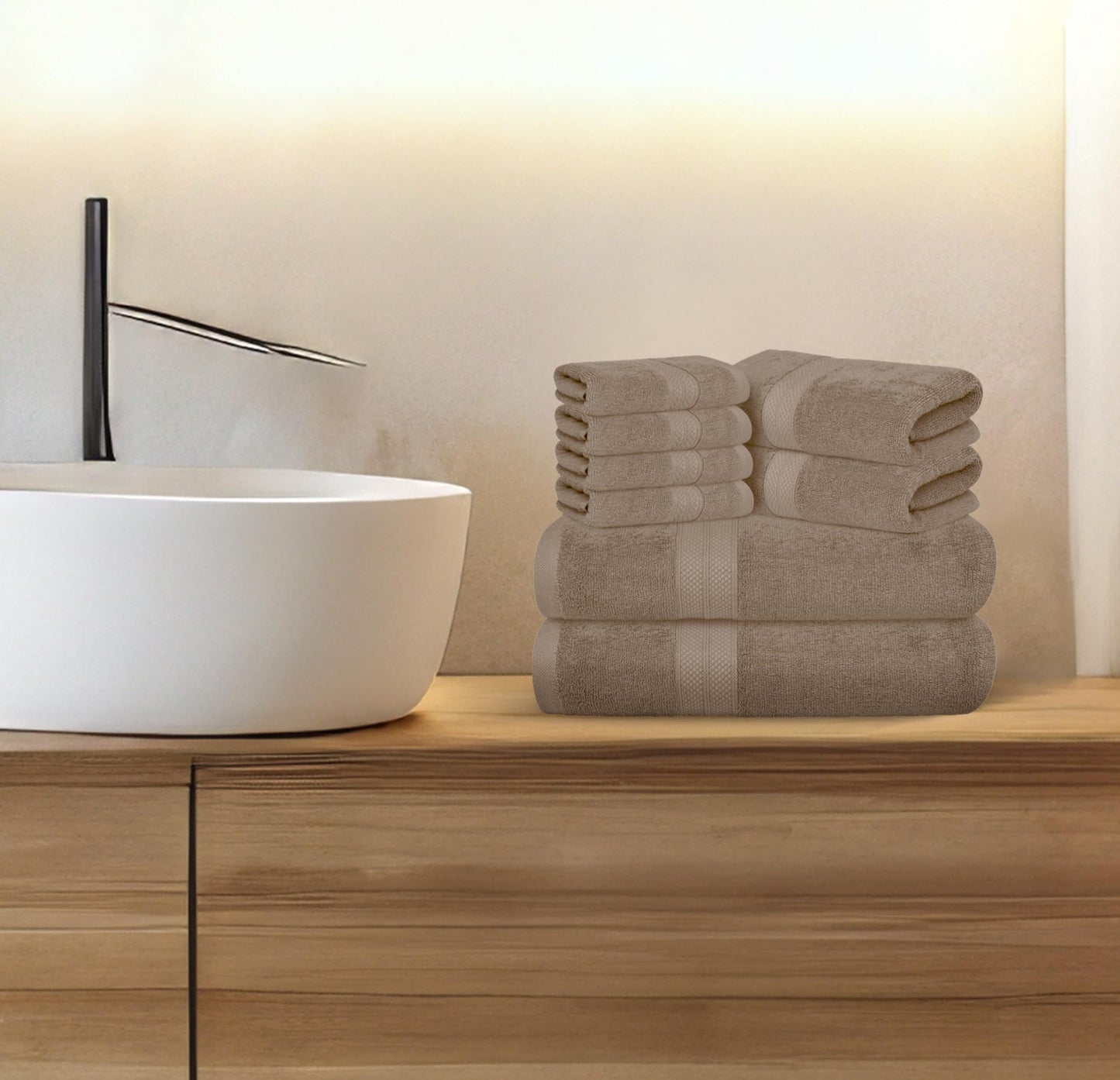 Avalon Towels Luxury 8 Piece Towels Set, 2 Bath Towels, 2 Hand Towels and 4 Washcloths, 600 GSM 100% Ring Spun Cotton Highly Absorbent Bathroom Towel Set, Ideal for Hotel, Spa and Gym (Pink)