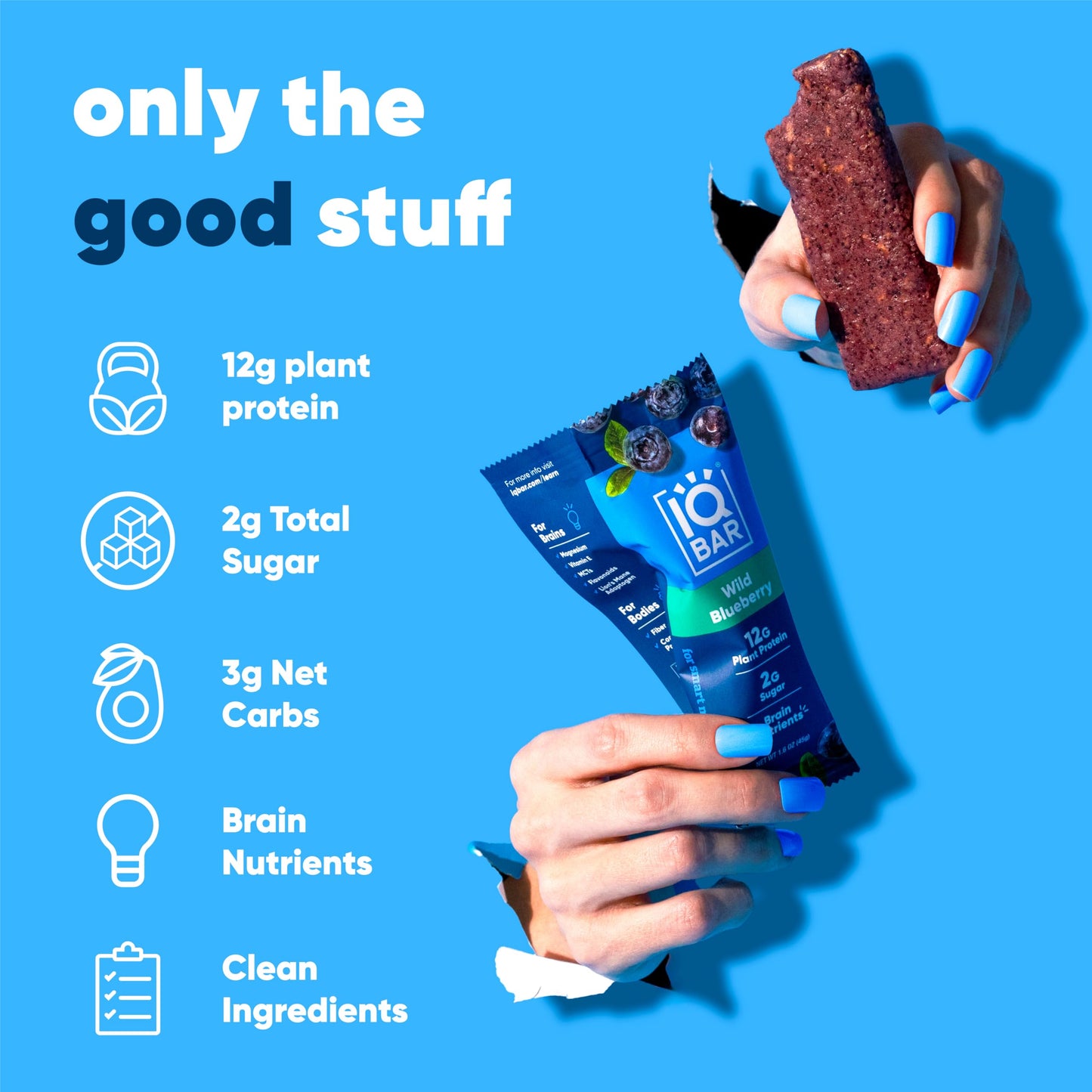IQBAR Brain and Body Plant Protein Bars - 7 Bar Sampler Pack - Gluten Free, High Fiber, Vegan Snacks - Low Sugar Meal Replacement