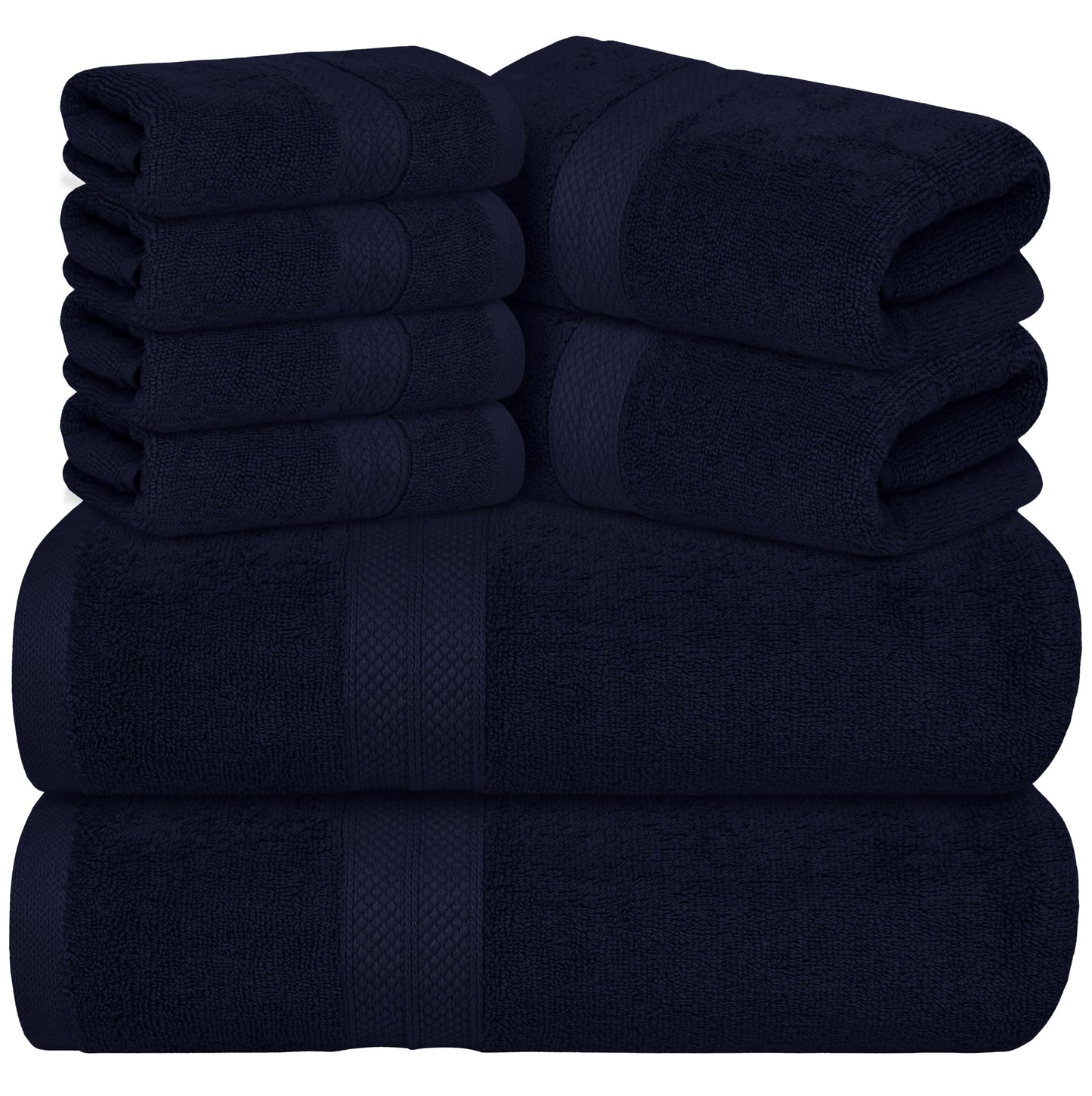 Avalon Towels Luxury 8 Piece Towels Set, 2 Bath Towels, 2 Hand Towels and 4 Washcloths, 600 GSM 100% Ring Spun Cotton Highly Absorbent Bathroom Towel Set, Ideal for Hotel, Spa and Gym (Pink)
