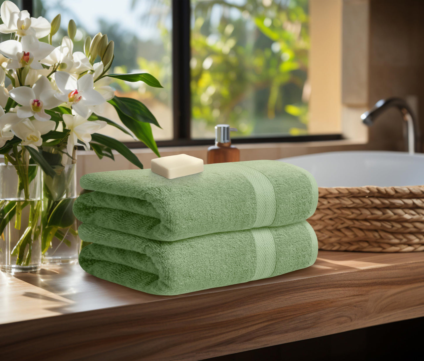 Avalon Towels Luxury 8 Piece Towels Set, 2 Bath Towels, 2 Hand Towels and 4 Washcloths, 600 GSM 100% Ring Spun Cotton Highly Absorbent Bathroom Towel Set, Ideal for Hotel, Spa and Gym (Pink)