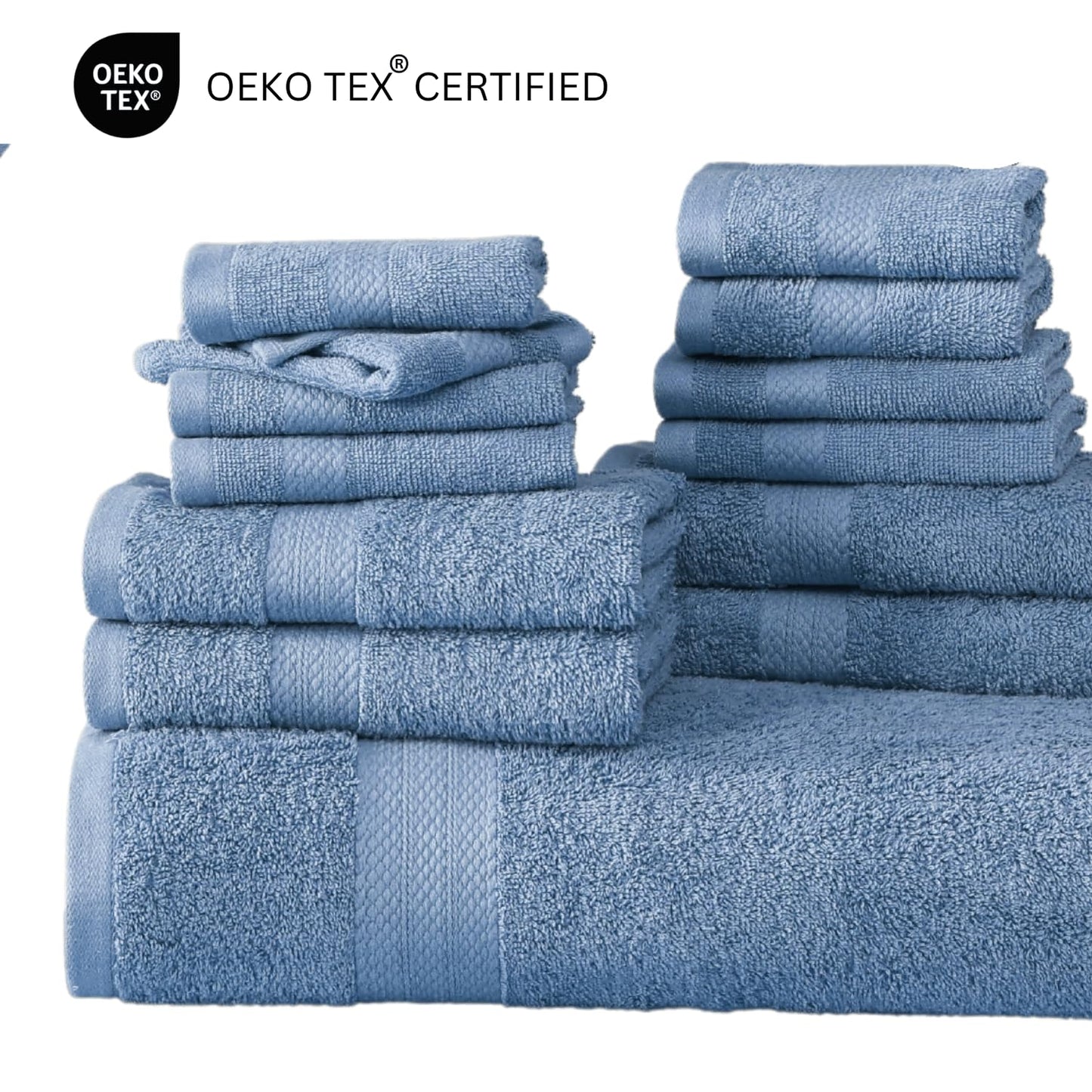LANE LINEN 24-teiliges Badezimmerhandtuch-Set – 100 % Baumwolle, Badetuch-Sets, 4 Badetücher extragroß, 2 Badelaken, 6 Handtücher fürs Badezimmer, 8 Waschlappen, 4 Fingerkuppen-Handtücher – weiße Handtücher