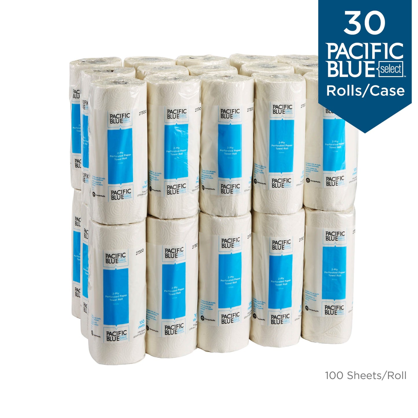 Georgia-Pacific Blue Select 2-lagige perforierte Papierhandtuchrollen, 27385, 85 Blatt pro Rolle, 30 Rollen pro Karton