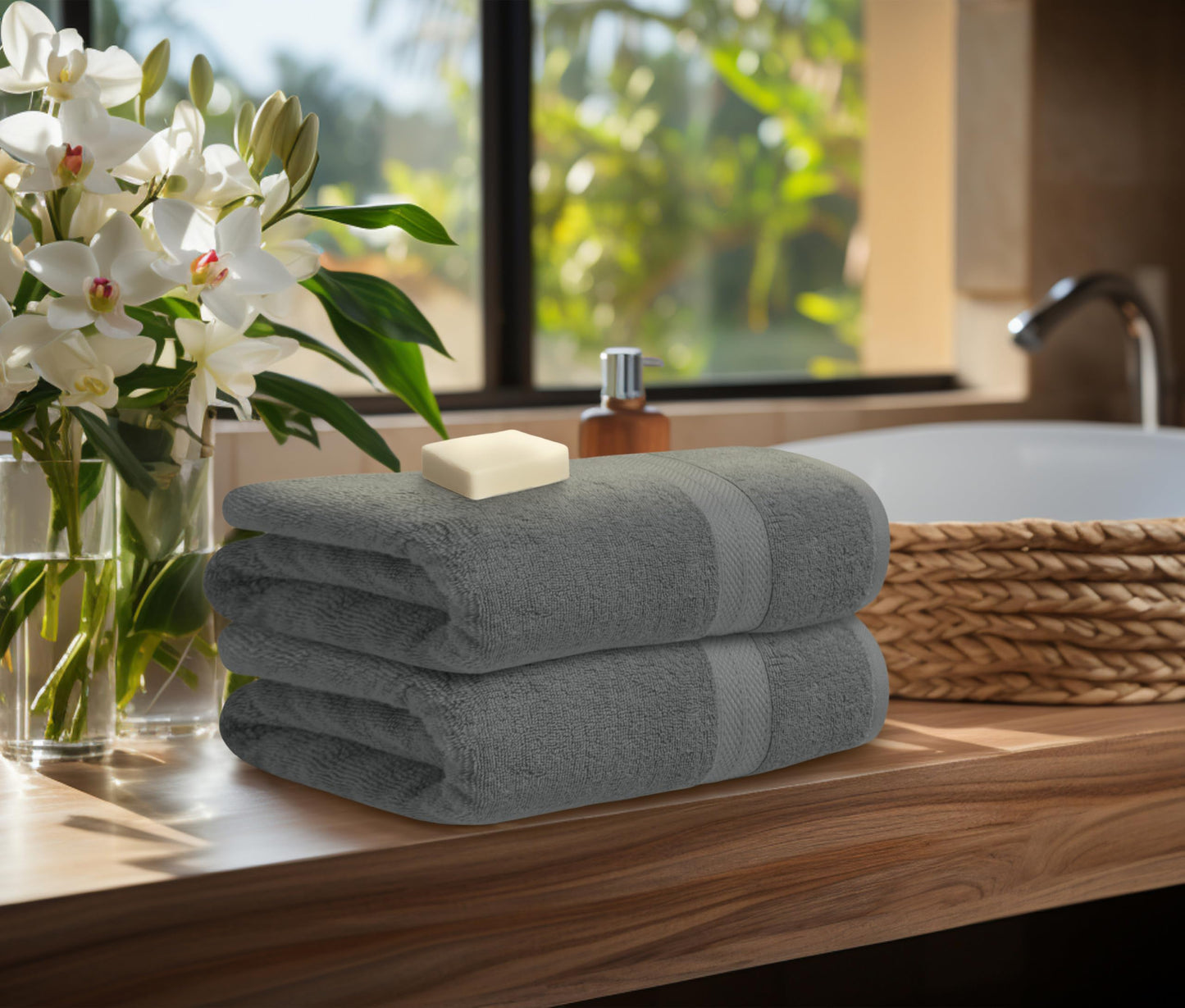 Avalon Towels Luxury 8 Piece Towels Set, 2 Bath Towels, 2 Hand Towels and 4 Washcloths, 600 GSM 100% Ring Spun Cotton Highly Absorbent Bathroom Towel Set, Ideal for Hotel, Spa and Gym (Pink)