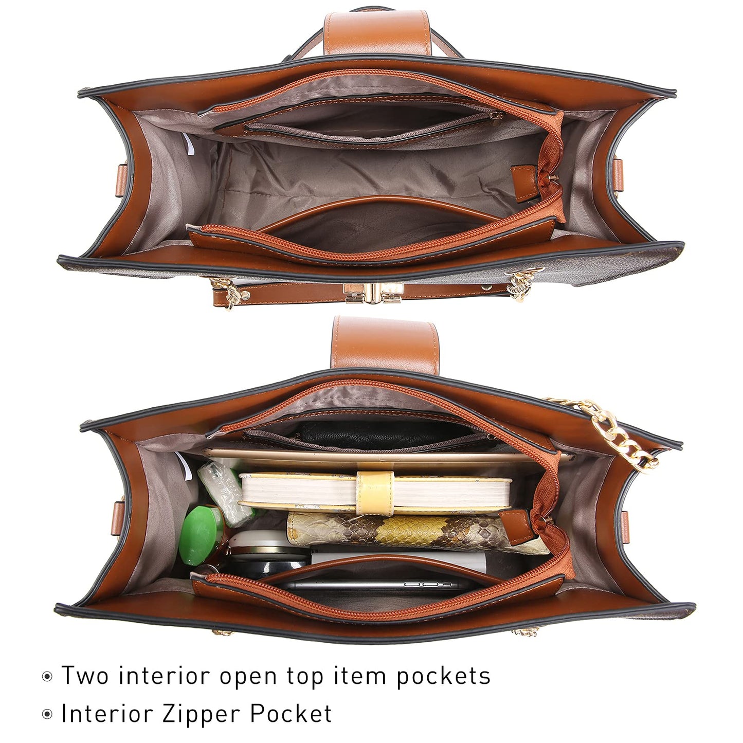 Dasein Lederhandtasche, Tragetasche, Hobo-Tasche für Damen, Schultertasche, Henkeltasche oben, Umhängetasche mit passender Clutch