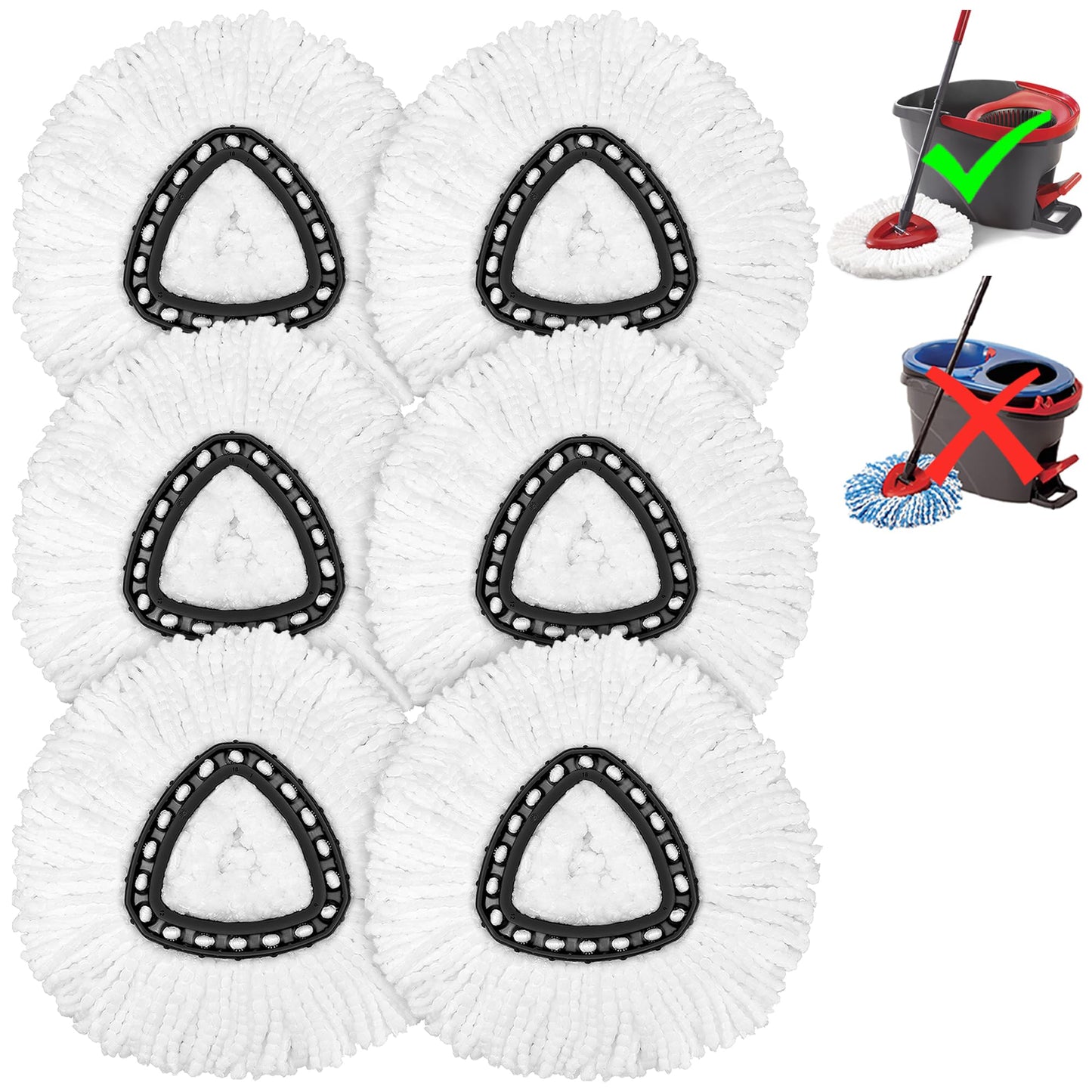 Mop Heads Replacement for O-Ceda Easy Wrin Spin Mop, Microfiber Spin Mop Refills, Easy Cleaning Mop Head Replacement (4pcs 1-Tank Mop White)