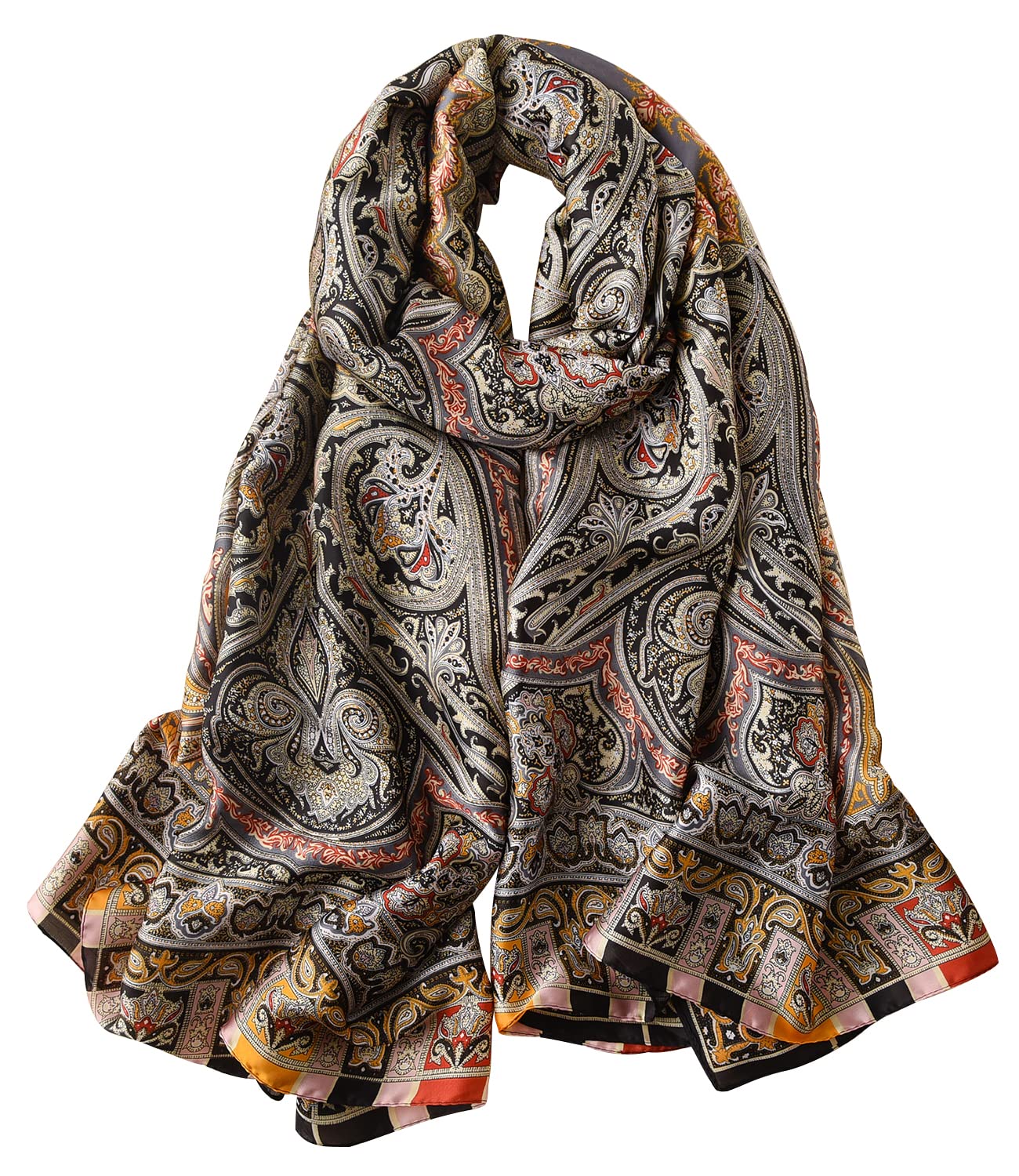 NUWEERIR Damen-Schal, 100 % großer Maulbeerseide, langer Satin-Schal, modischer Designer-Schal, leichte Wickel