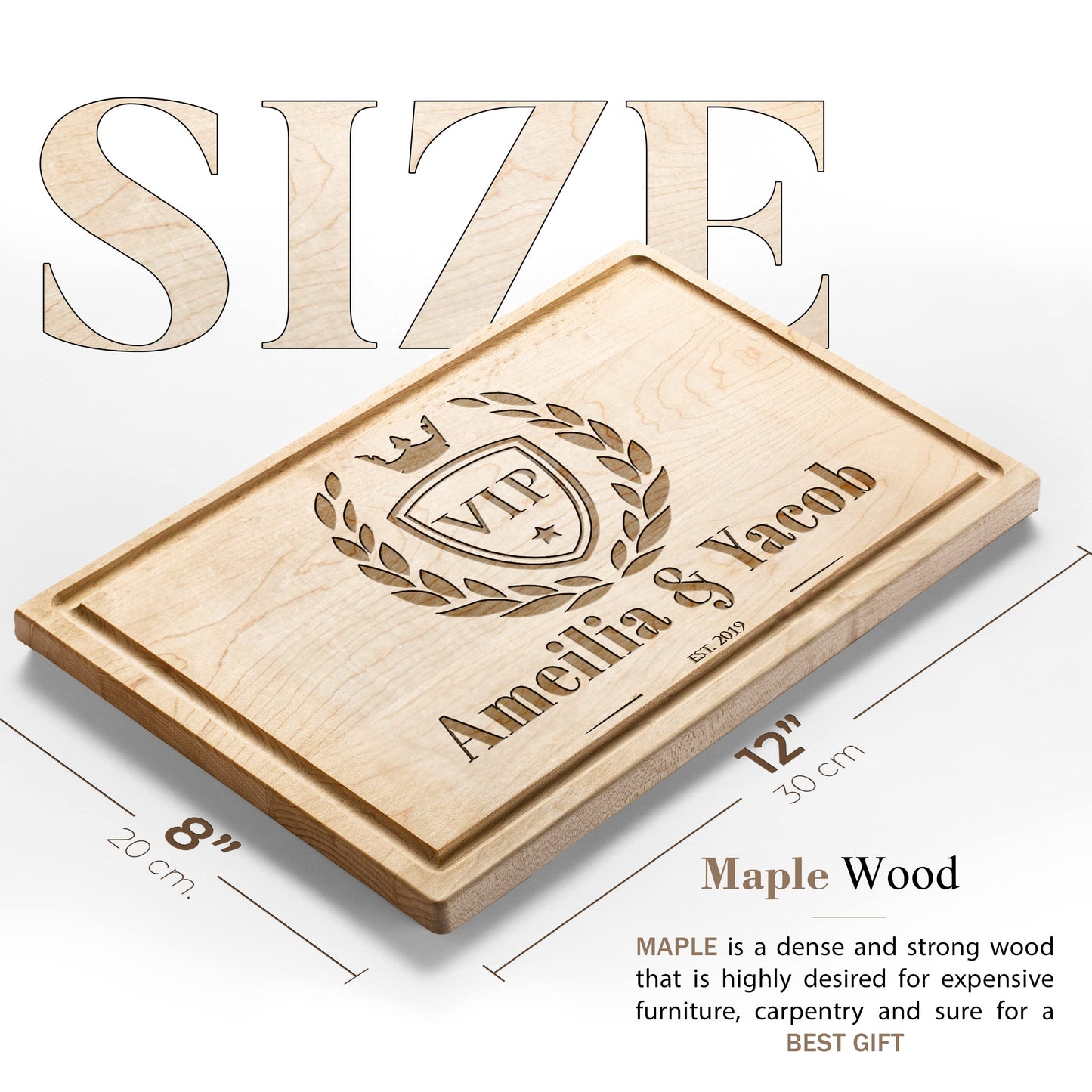 Personalisiertes Walnuss-Schneidebrett mit Untersetzern, Mineralöl und Geschenkverpackung erhältlich – Gestalten Sie Ihr eigenes Schneidebrett, hergestellt in den USA (Design 22, 3. Walnuss 17"x11")