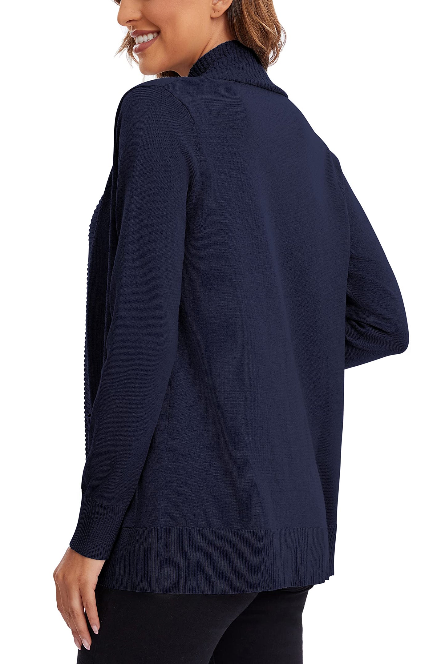 Urban CoCo Leichter Strickjacke für Damen mit offener Vorderseite, lange Ärmel, mit Tasche
