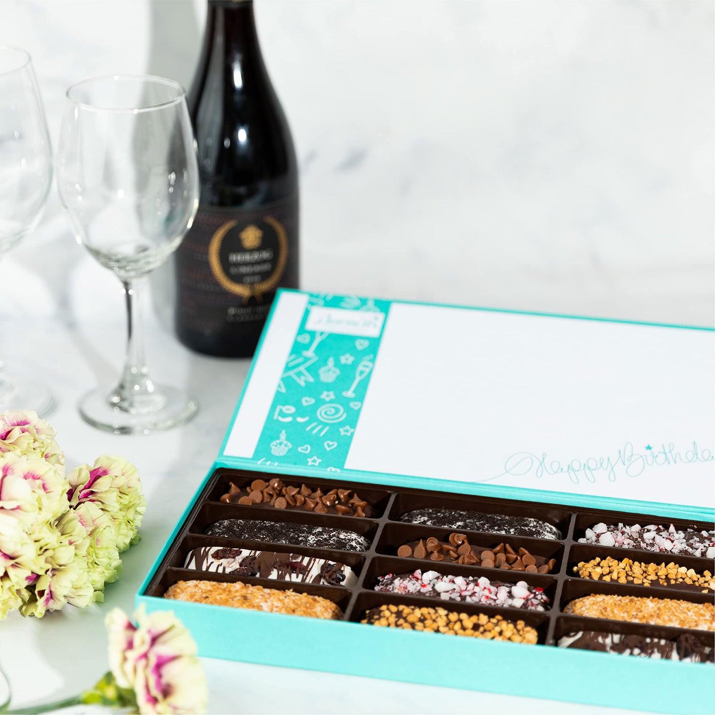 Barnetts Easter 12 Chocolate Biscotti Gift Box, Gourmet Cookie Gift Basket for Him and Her Food Delivery, Fancy Cookies Spring Candy Treats Baskets Ideas for Wife Mother Husband