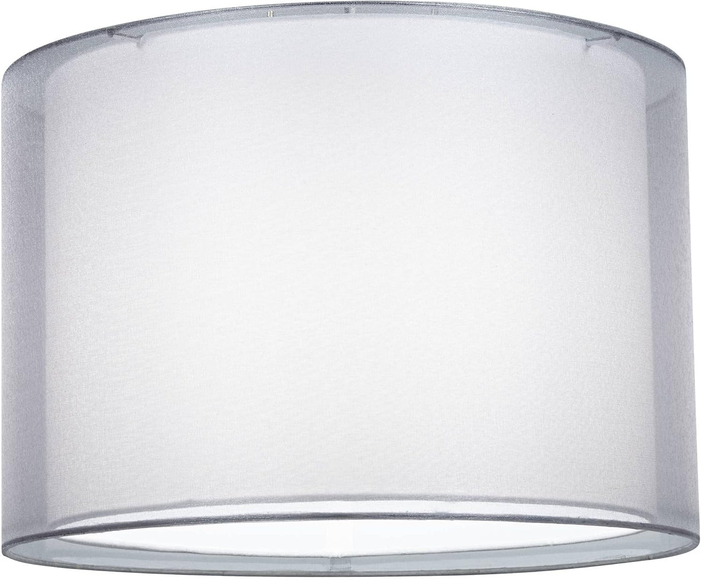 Silver and White Double Sheer Medium Drum Lamp Shade 16" Top x 16" Bottom x 11" High (Spider) Replacement with Harp and Finial - Springcrest
