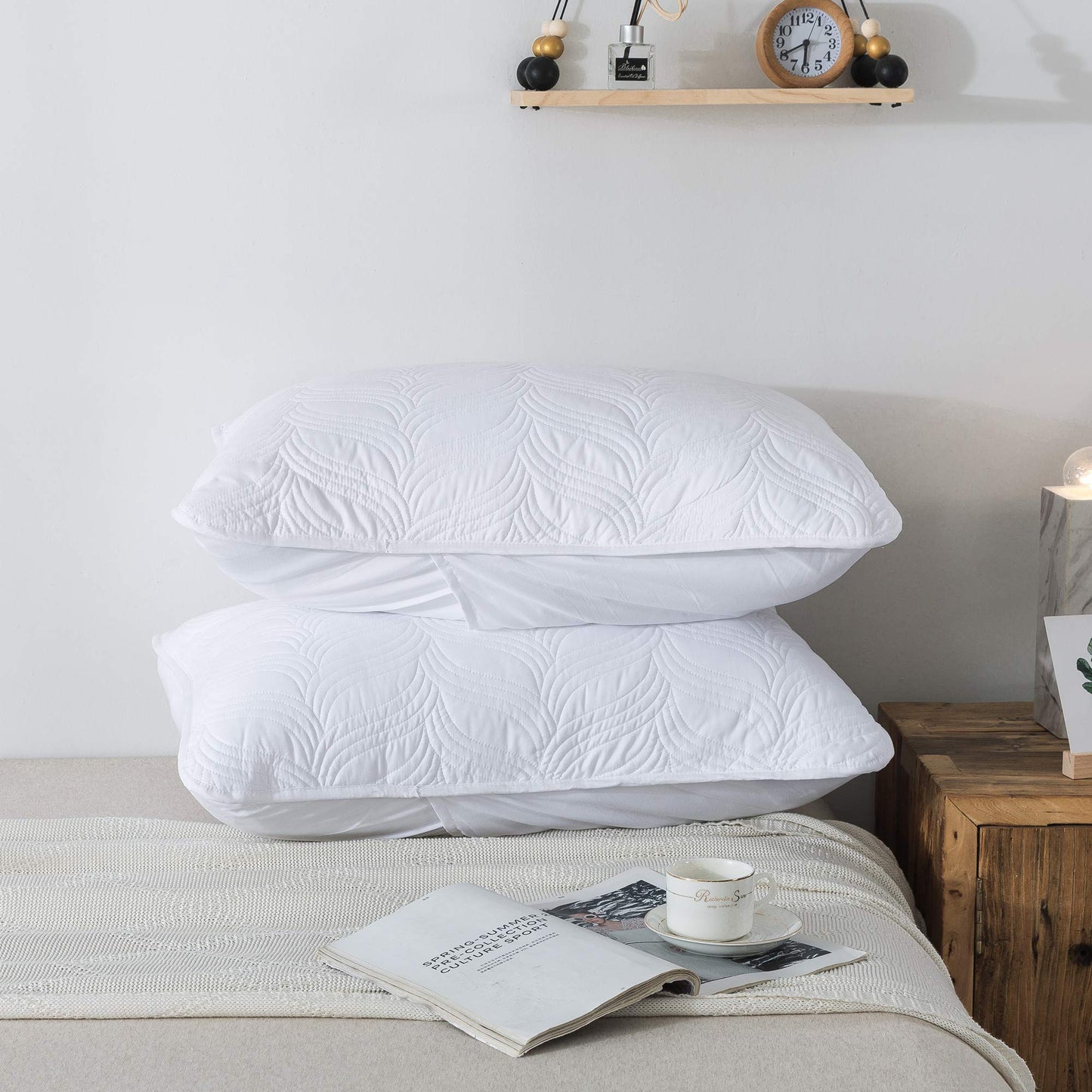 Ensemble de courtepointe 3 pièces blanc King Cal King Size nouveau motif couvre-lit - couvre-lit léger en microfibre douce pour toutes les saisons (118"x106" comprend 1 courtepointe, 2 taies d'oreiller)