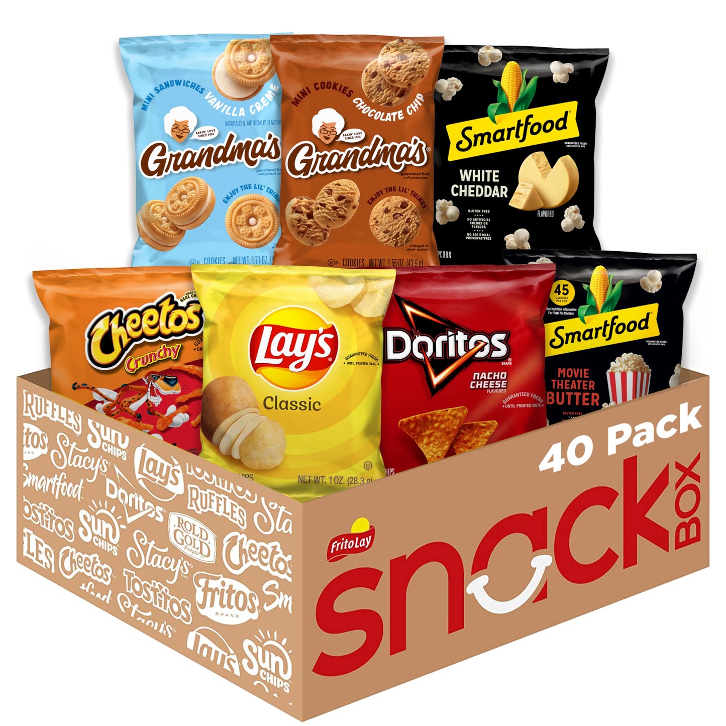 Frito Lay Ultimate Classic Snacks Package, Variety Assortment of Chips, Cookies, Crackers, & Nuts, (Pack of 40) (Packaging May Vary)