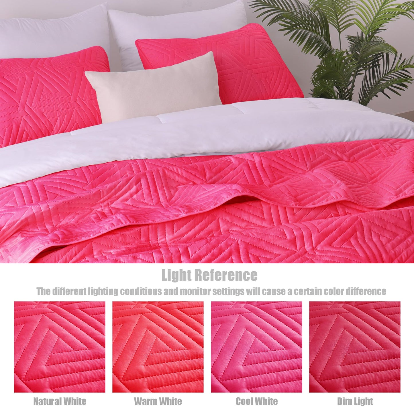 Whale Flotilla Soft Full/Queen Size Quilt Set for All Seasons, 3-Piece Ultrasonic Geometric Quilts Bedding Set, Lightweight Reversible Bedspread, Coverlet, Bed Cover with 2 Pillow Shams, Orange