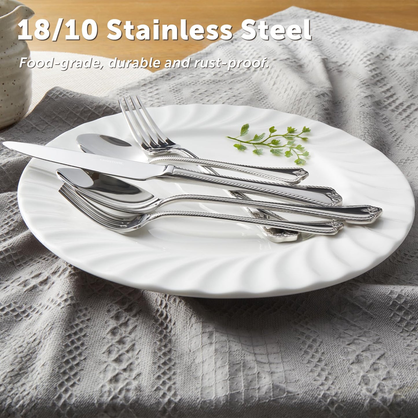 KINGSTONE Silverware Set, 20-piece 18/10 Stainless Steel Flatware Set Cutlery Set for 4, for Kitchen, Home, Wedding, Party, Mirror Polished and Dishwasher Safe, Featured Gifts