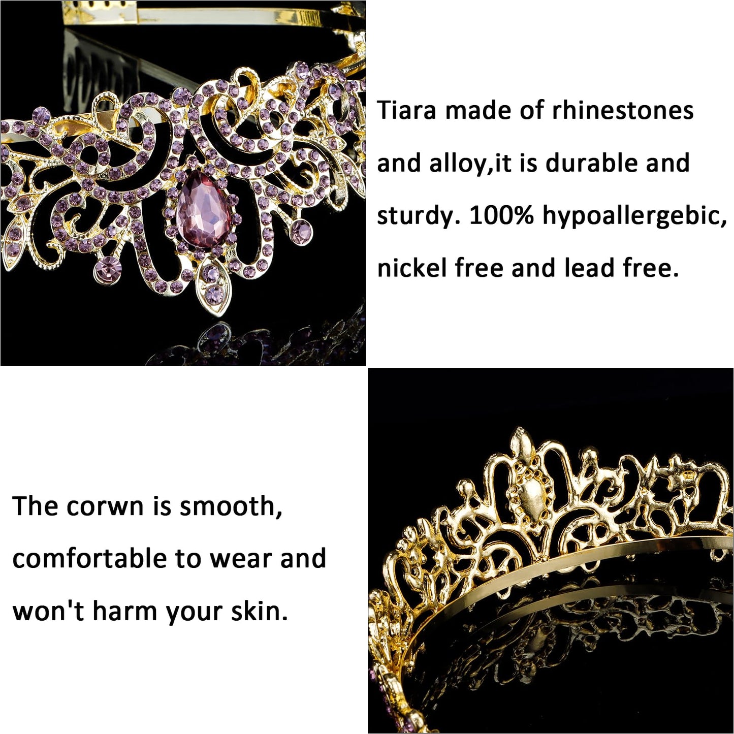 COCIDE Tiara Crystal Crowns Princess Rhinestone Crown with Combs Bride Headbands Bridal Wedding Prom Birthday Party Hair Accessories Jewelry for Women Girls (Silver)