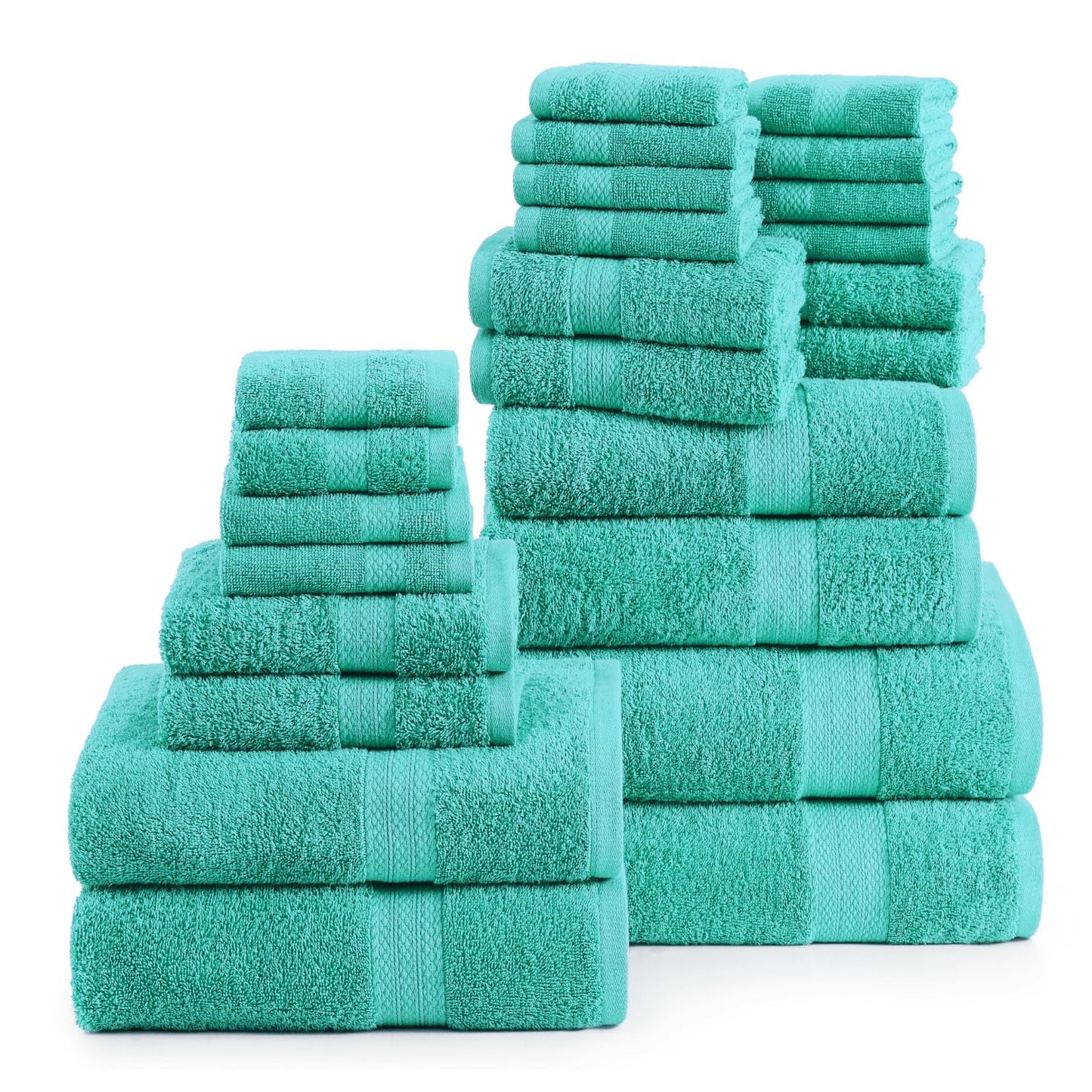 LANE LINEN 24-teiliges Badezimmerhandtuch-Set – 100 % Baumwolle, Badetuch-Sets, 4 Badetücher extragroß, 2 Badelaken, 6 Handtücher fürs Badezimmer, 8 Waschlappen, 4 Fingerkuppen-Handtücher – weiße Handtücher