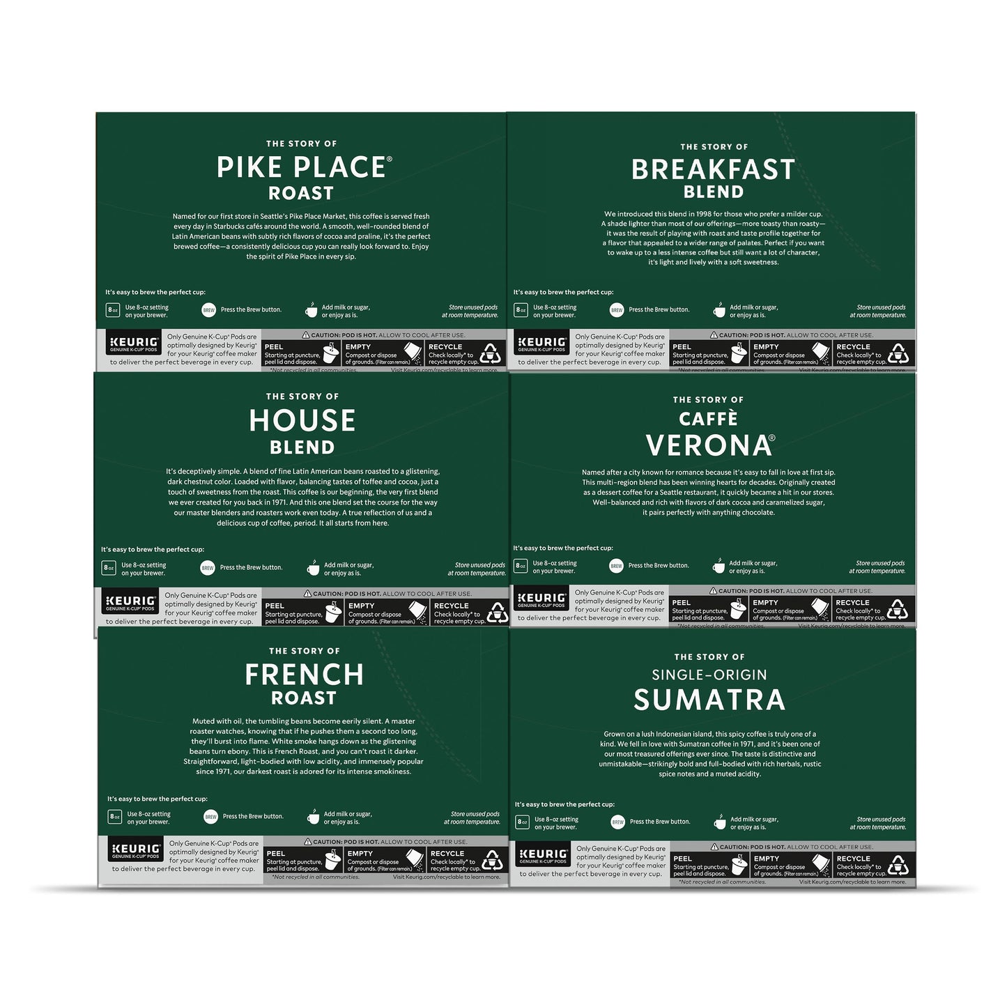 Starbucks K-Cup-Kaffeepads, natürlich aromatisiertes Kaffee-Vielfaltspaket für Keurig-Kaffeemaschinen, 100 % Arabica, 1 Schachtel (40 Pads)
