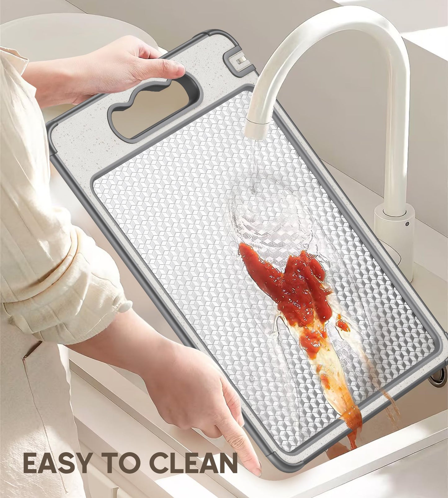 Double-Sided Cutting Board – 304 Stainless Steel & Wheat Straw, 14.4” x 9.8”