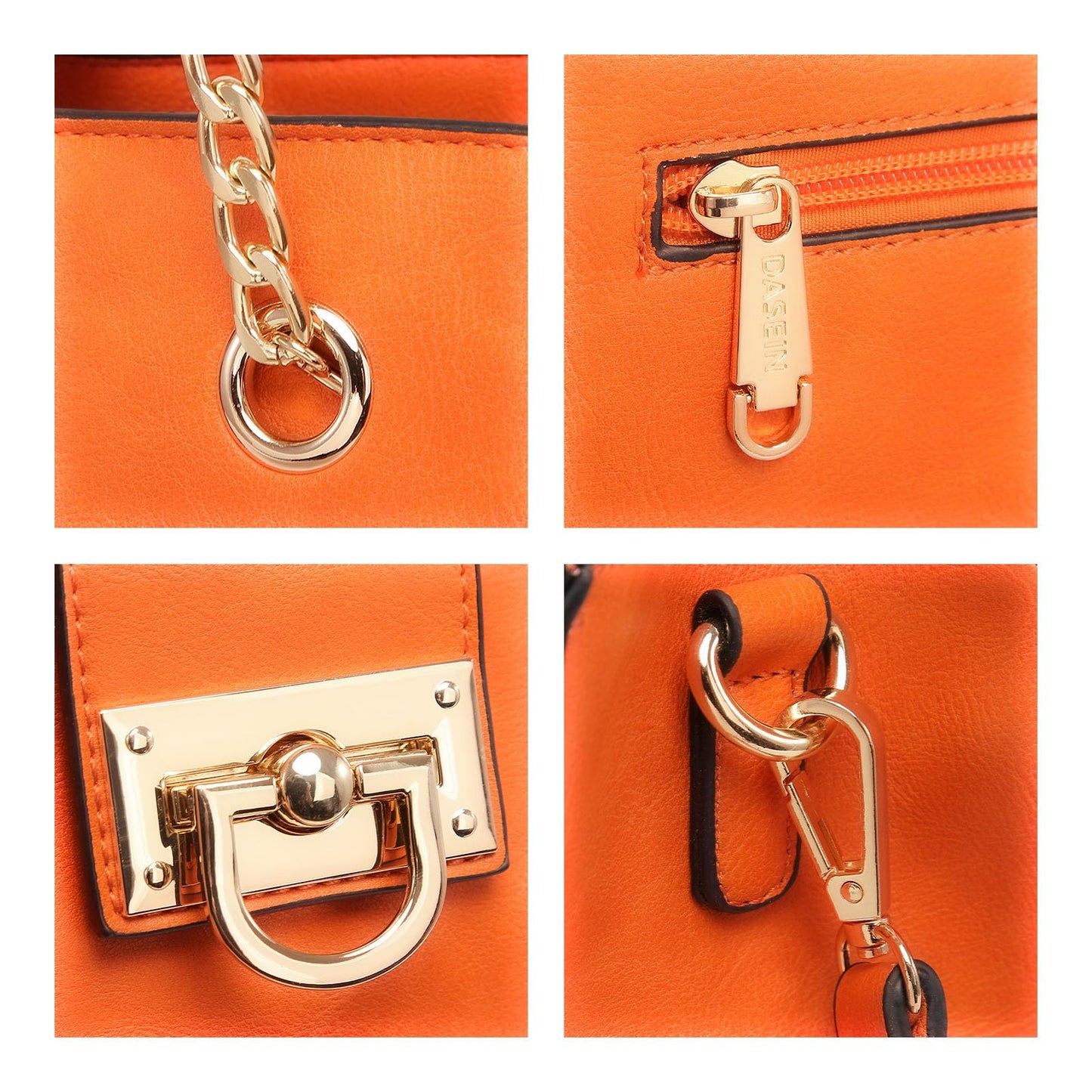 Dasein Lederhandtasche, Tragetasche, Hobo-Tasche für Damen, Schultertasche, Henkeltasche oben, Umhängetasche mit passender Clutch