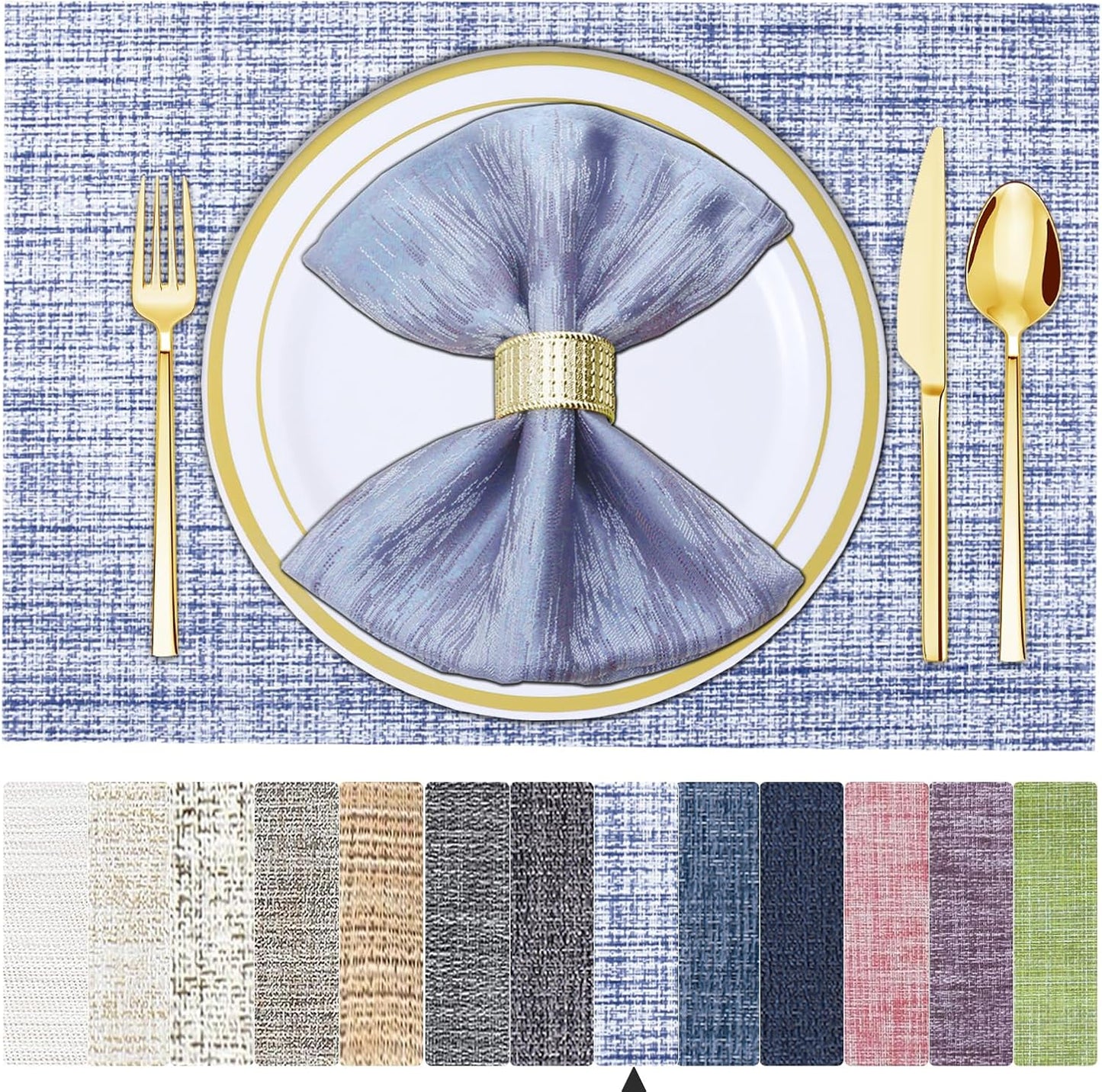 Tischsets 6er-Set, gewebtes Vinyl-Tischset für Esstisch, waschbar, abwischbar, Küchentischsets, strapazierfähige Tischsets für drinnen und draußen, 01 Beige, 6 Stück
