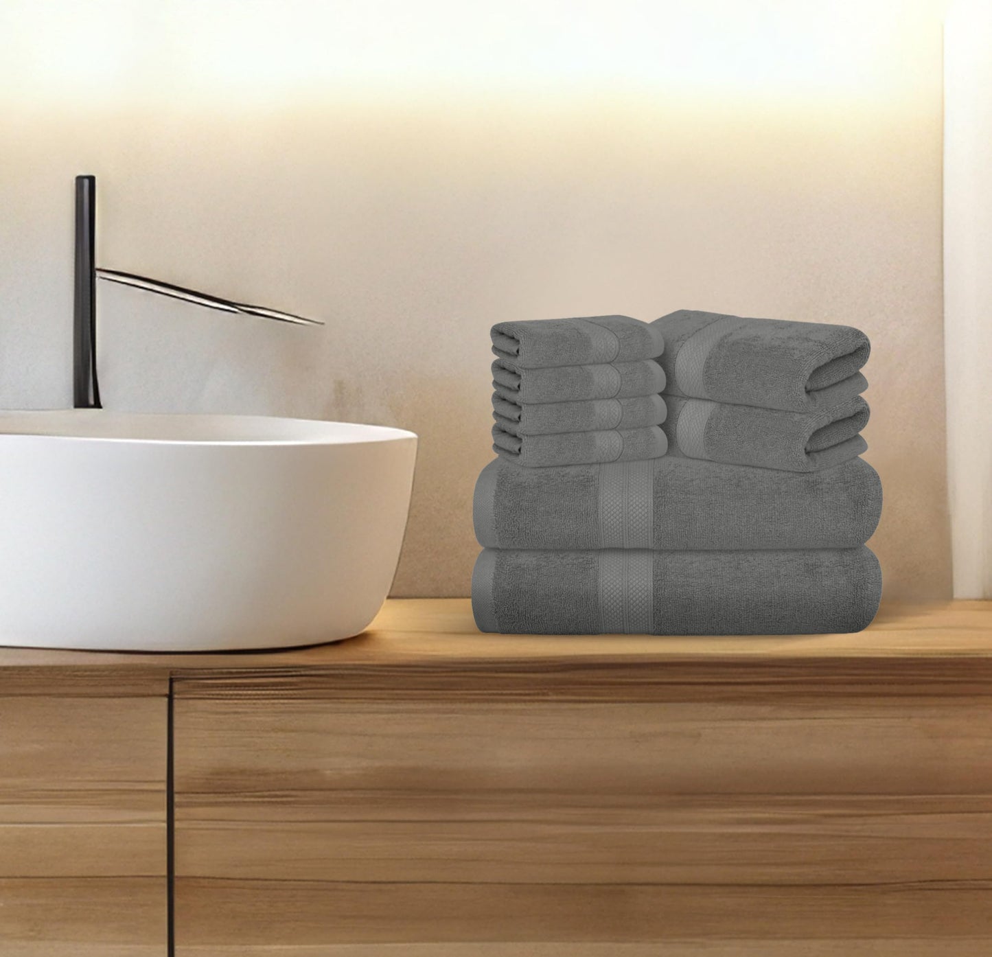 Avalon Towels Luxury 8 Piece Towels Set, 2 Bath Towels, 2 Hand Towels and 4 Washcloths, 600 GSM 100% Ring Spun Cotton Highly Absorbent Bathroom Towel Set, Ideal for Hotel, Spa and Gym (Pink)