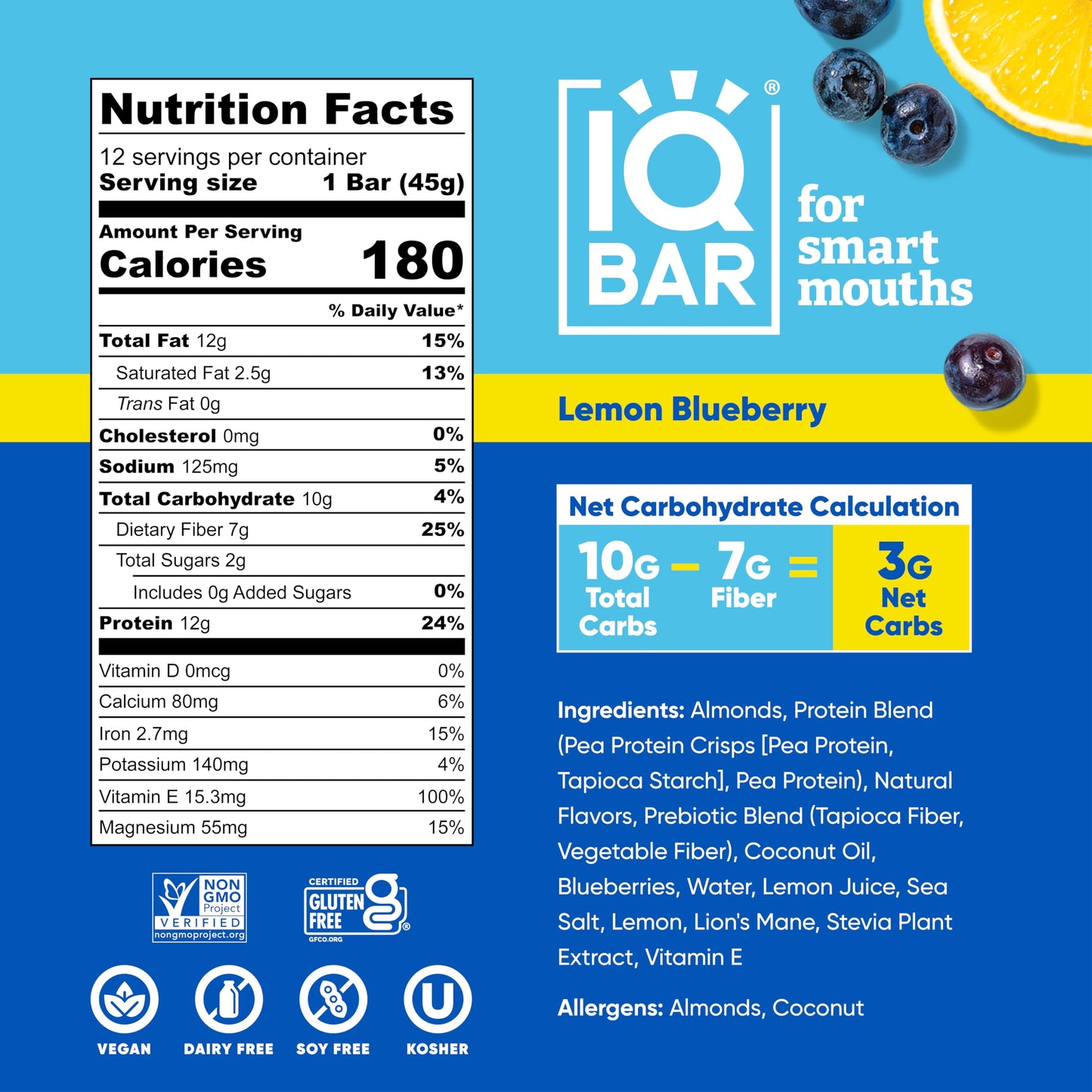 IQBAR Brain and Body Plant Protein Bars - 7 Bar Sampler Pack - Gluten Free, High Fiber, Vegan Snacks - Low Sugar Meal Replacement