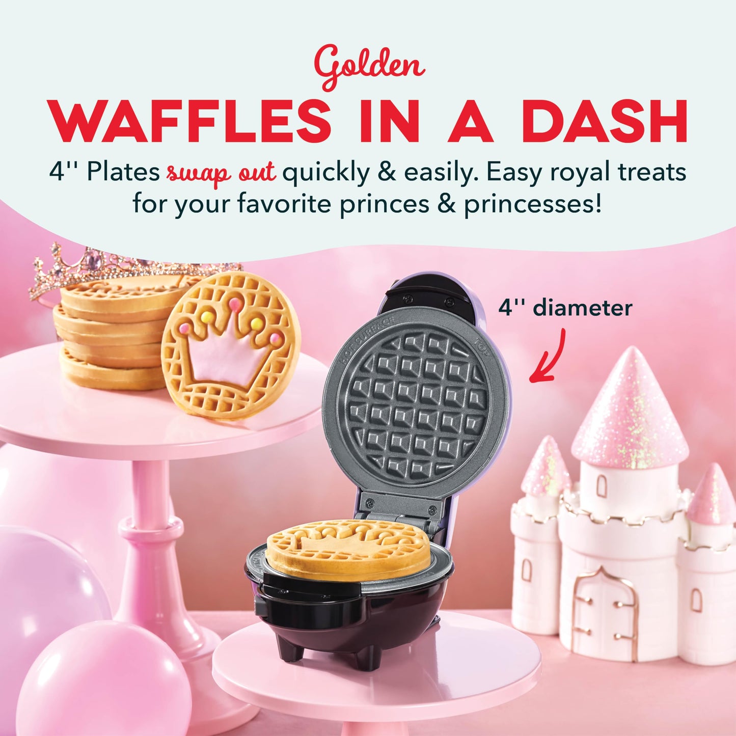 DASH Multimaker Mini System Two 4” Nonstick Removable Waffle Plates (Gingerbread & Snowflake) - 2Pc Plate Pack for Waffle Iron & Griddle, Compatible with Dash MultiMaker Mini System, Nonstick Surface
