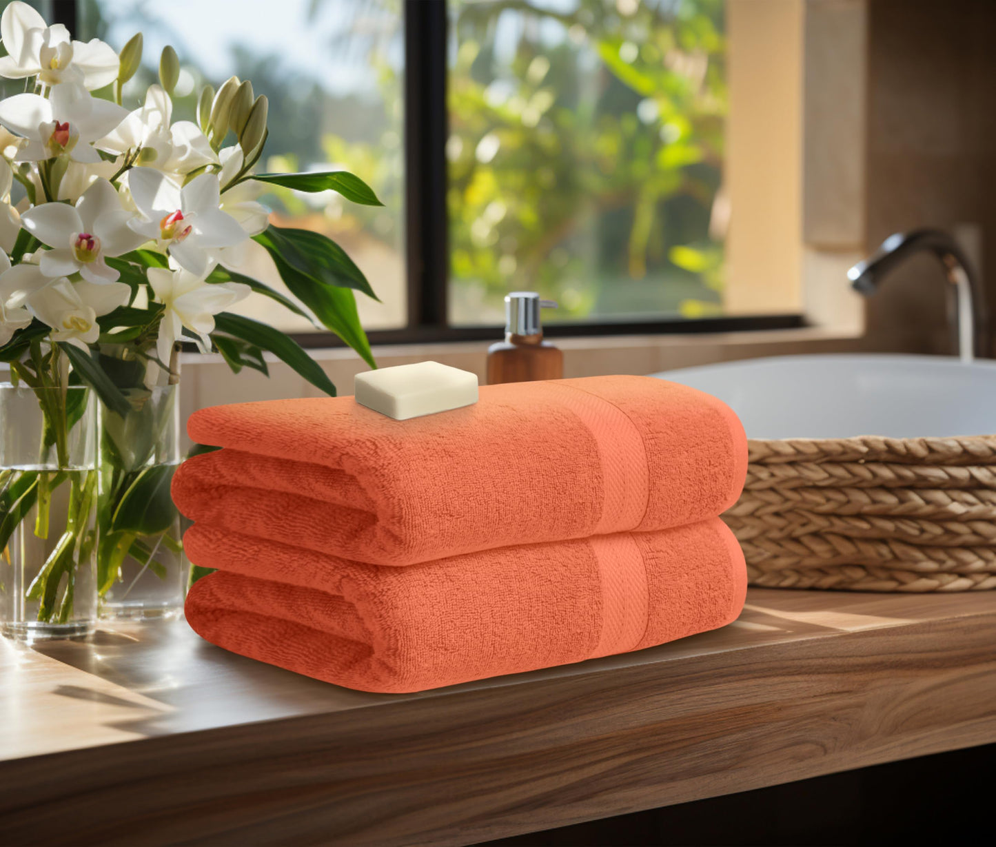 Avalon Towels Luxury 8 Piece Towels Set, 2 Bath Towels, 2 Hand Towels and 4 Washcloths, 600 GSM 100% Ring Spun Cotton Highly Absorbent Bathroom Towel Set, Ideal for Hotel, Spa and Gym (Pink)