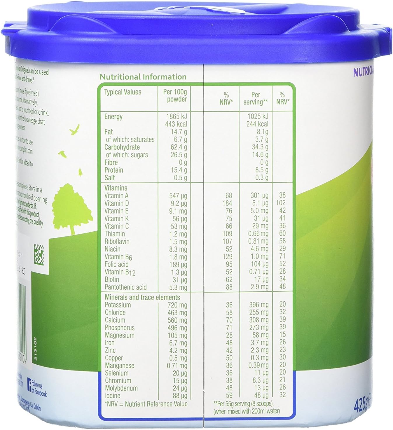 Complan Nutritious Vitamin Rich Drink Original Flavour 425g 7-8 Servings