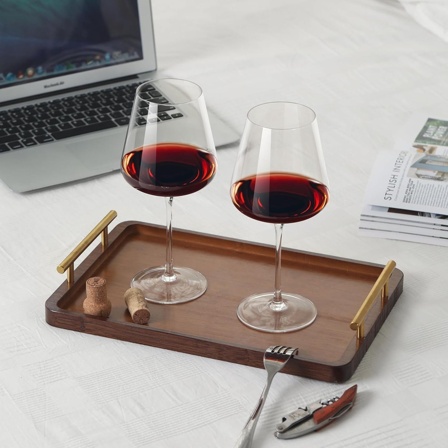 Crystal Wine Glasses Set of 2, Hand Blown Wine Glass 25OZ, White/Red Wine Glasses