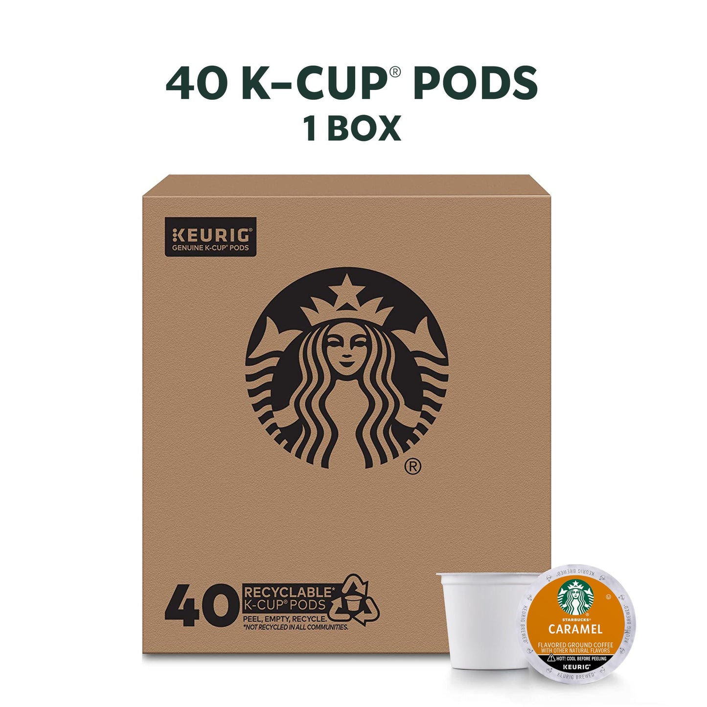 Starbucks K-Cup-Kaffeepads, natürlich aromatisiertes Kaffee-Vielfaltspaket für Keurig-Kaffeemaschinen, 100 % Arabica, 1 Schachtel (40 Pads)