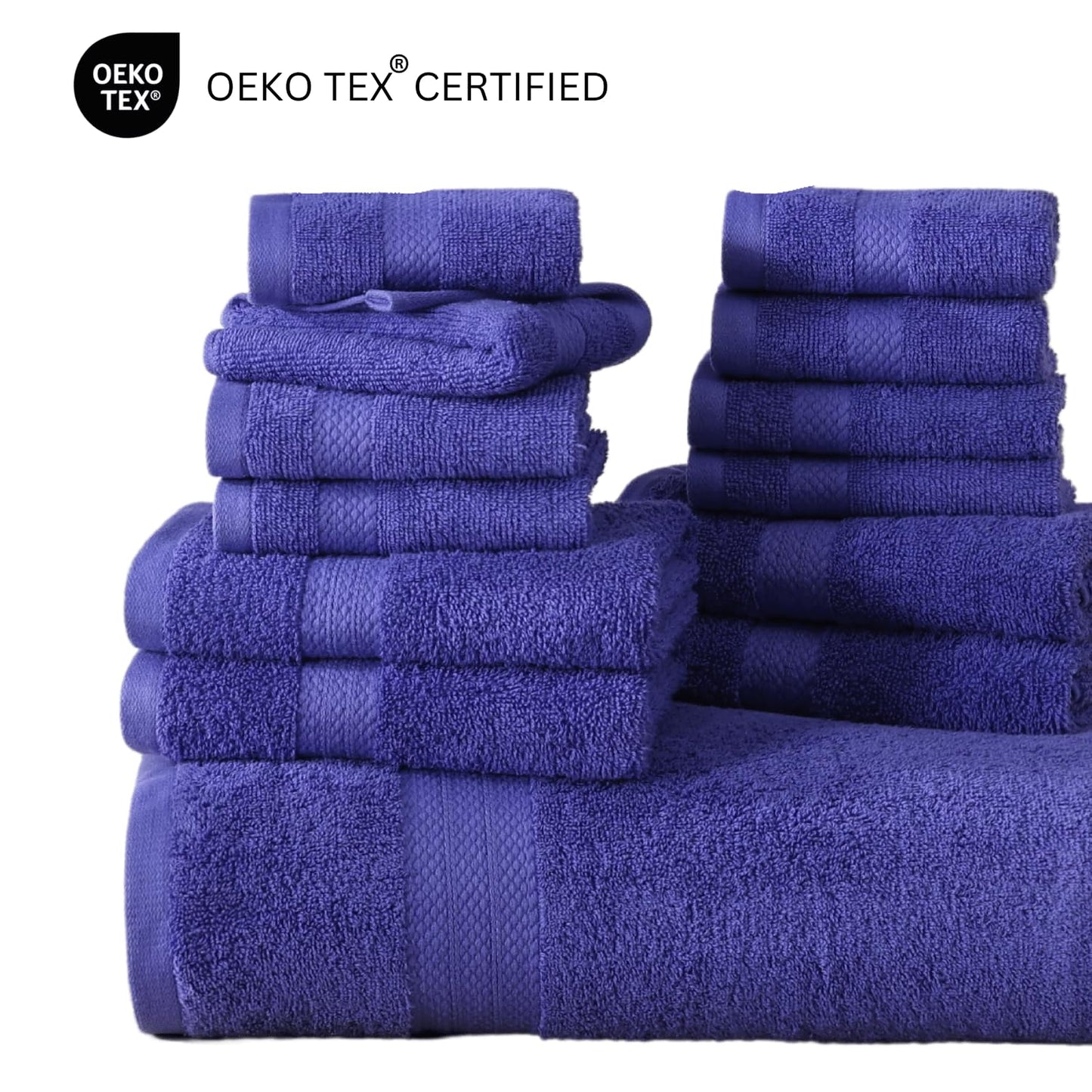 LANE LINEN 24-teiliges Badezimmerhandtuch-Set – 100 % Baumwolle, Badetuch-Sets, 4 Badetücher extragroß, 2 Badelaken, 6 Handtücher fürs Badezimmer, 8 Waschlappen, 4 Fingerkuppen-Handtücher – weiße Handtücher
